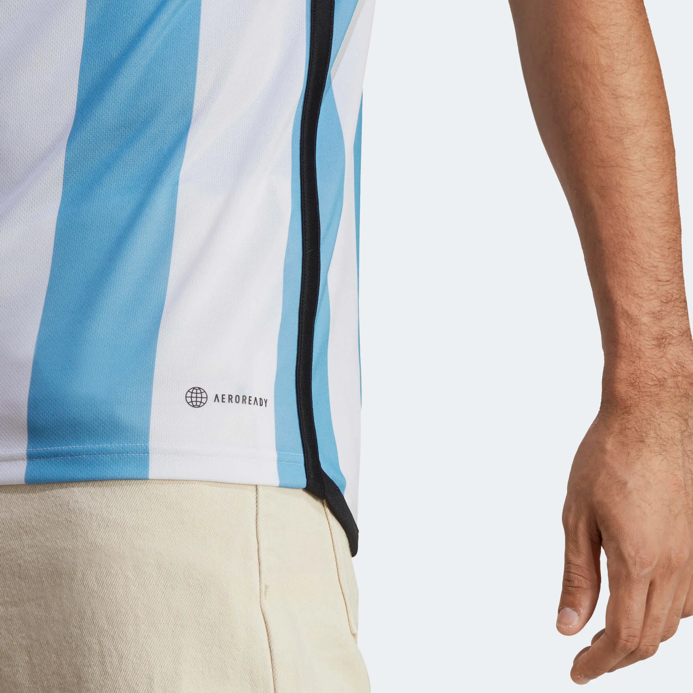 adidas 2022-23 Argentina Home Jersey - White-Light Blue (Detail 3)
