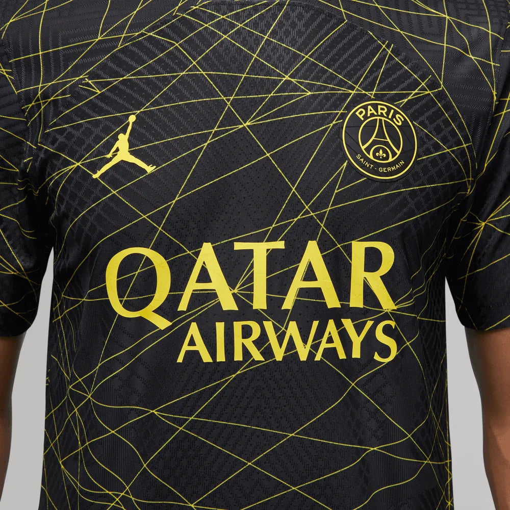 Jordan 2022-23 PSG Authentic Fourth Jersey - Black-Yellow (Detail 2)