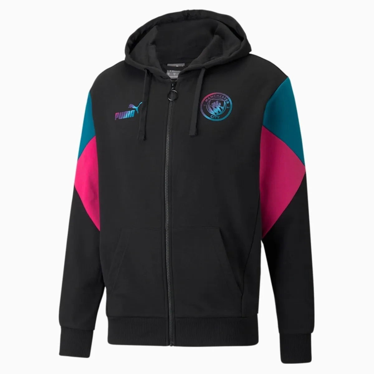 Puma 2021-22 Manchester City ftblCulture Full-Zip Hoody - Black (Front)