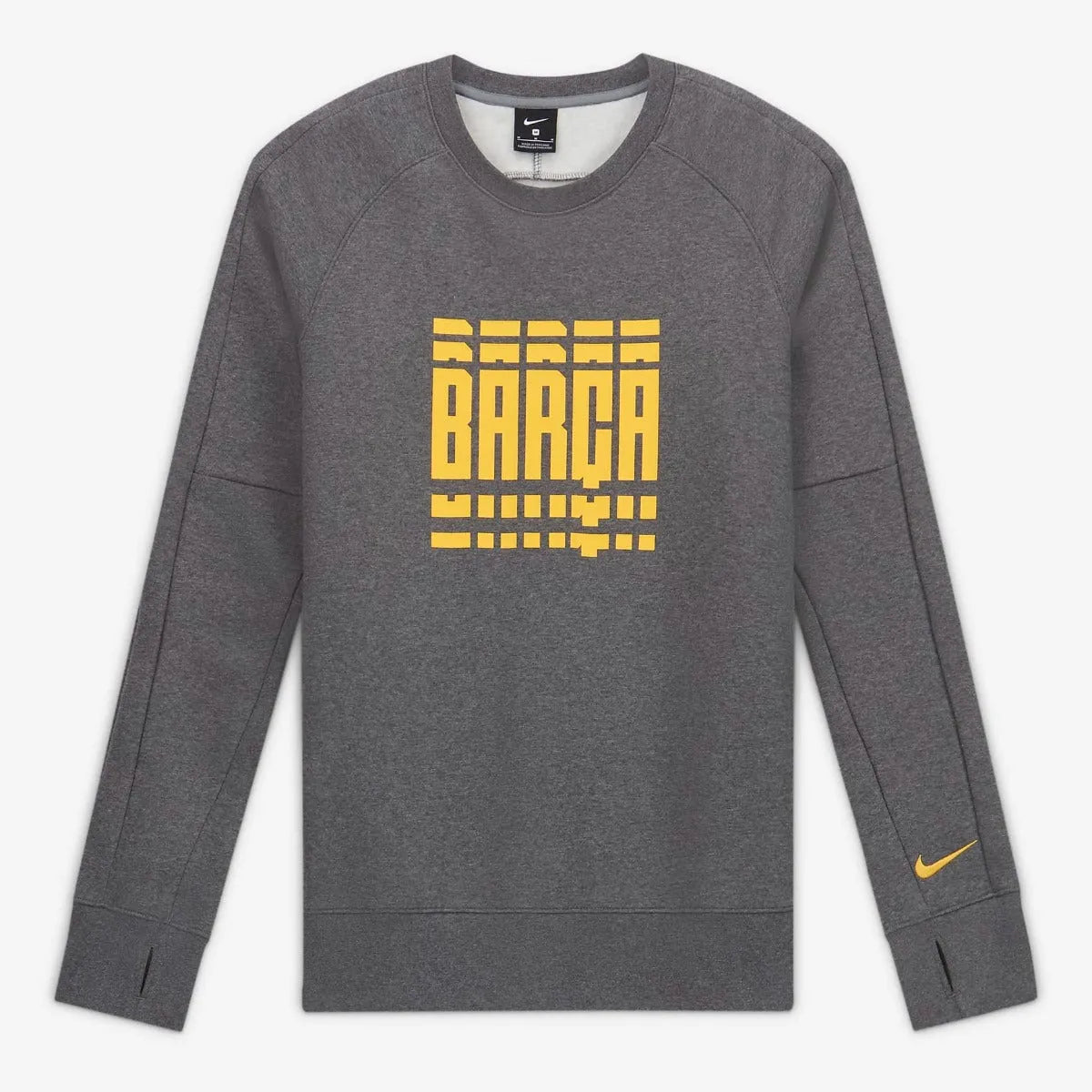 Nike 2020-21 Barcelona GFA Fleece Long-Sleeve Crewneck - Grey-Yellow