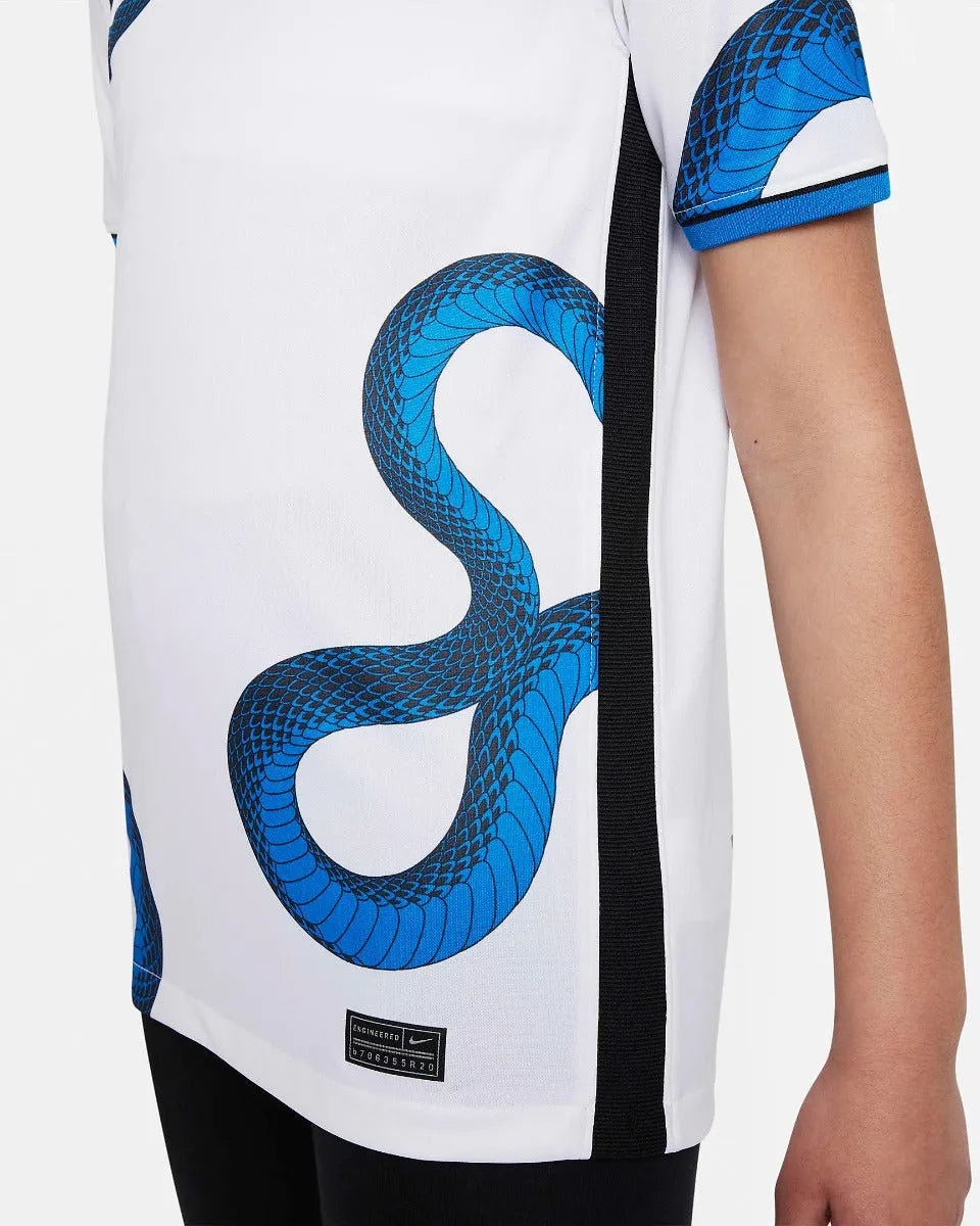 Nike 2021-22 Inter Milan Youth Away Jersey - White-Blue (Detail 4)