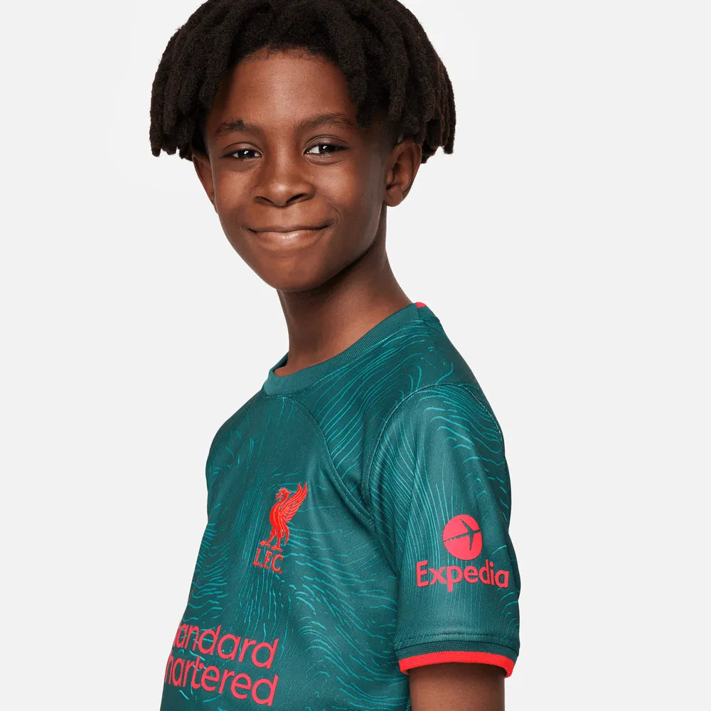 Nike 2022-23 Liverpool Youth Third Jersey - Atomic Teal-Siren Red (Detail 1)