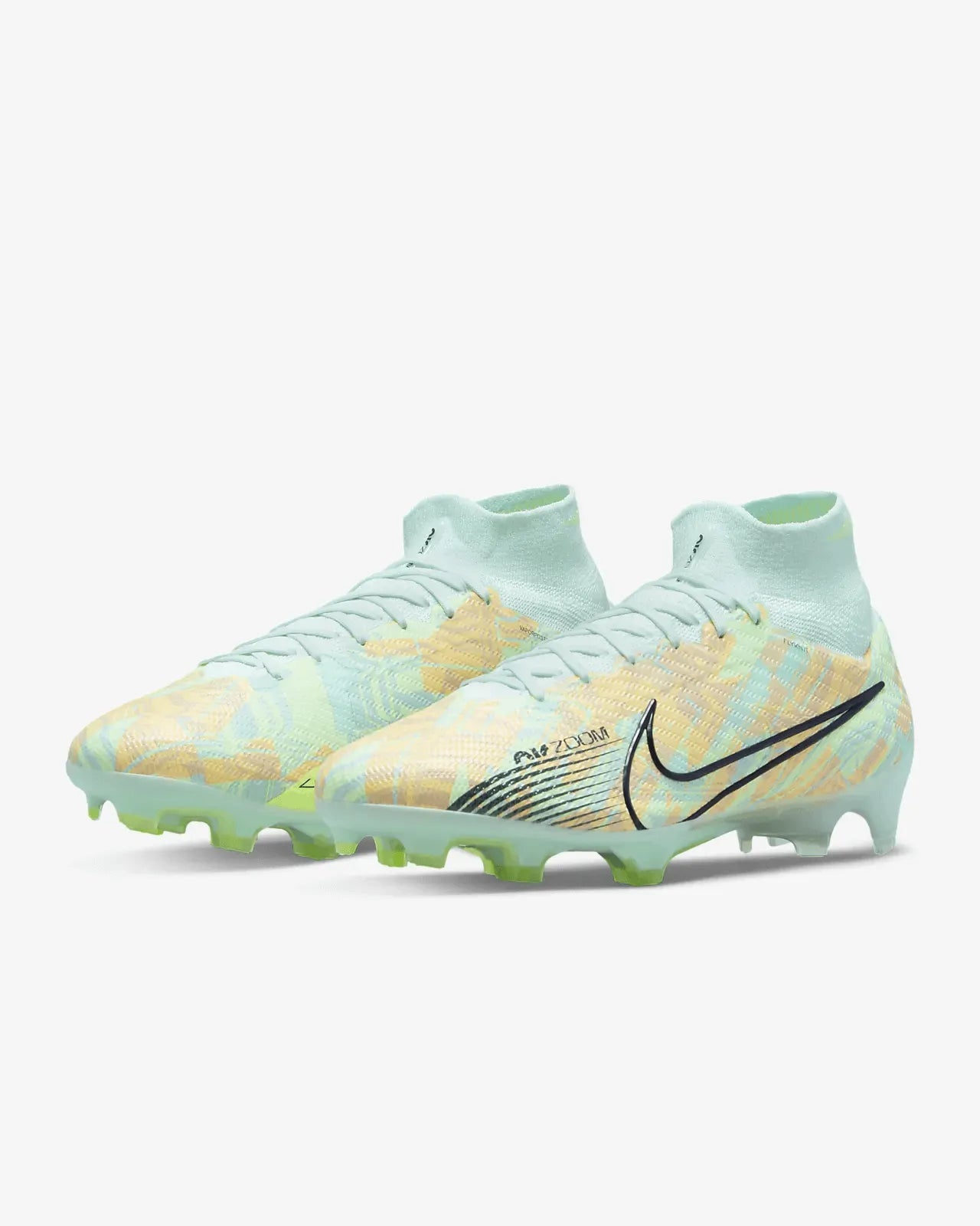 Nike Zoom Superfly 9 Elite FG- Barely Green-Blackened Blue (Pair - Diagonal)