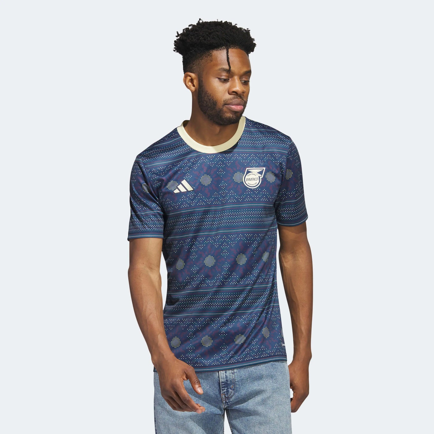 adidas 2023 Jamaica Tiro Pre-Match Jersey - Navy (Model - Front)