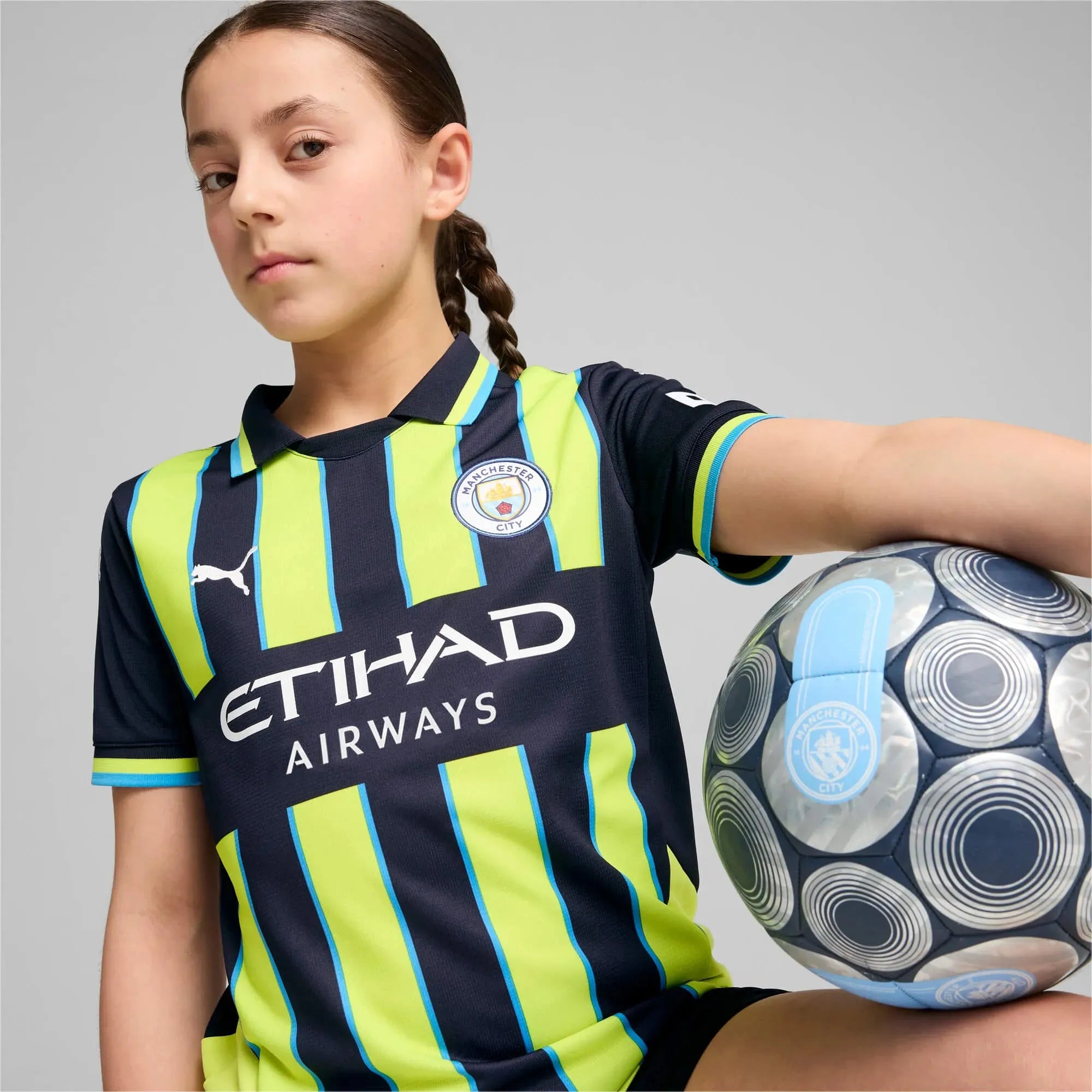 Puma 2024-25 Manchester City Youth Stadium Away Jersey (Detail 1)