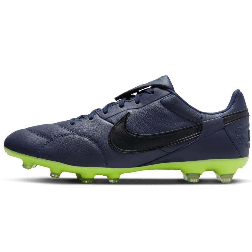 The Nike Premier III FG Blackened Blue Volt Black (Side 1)