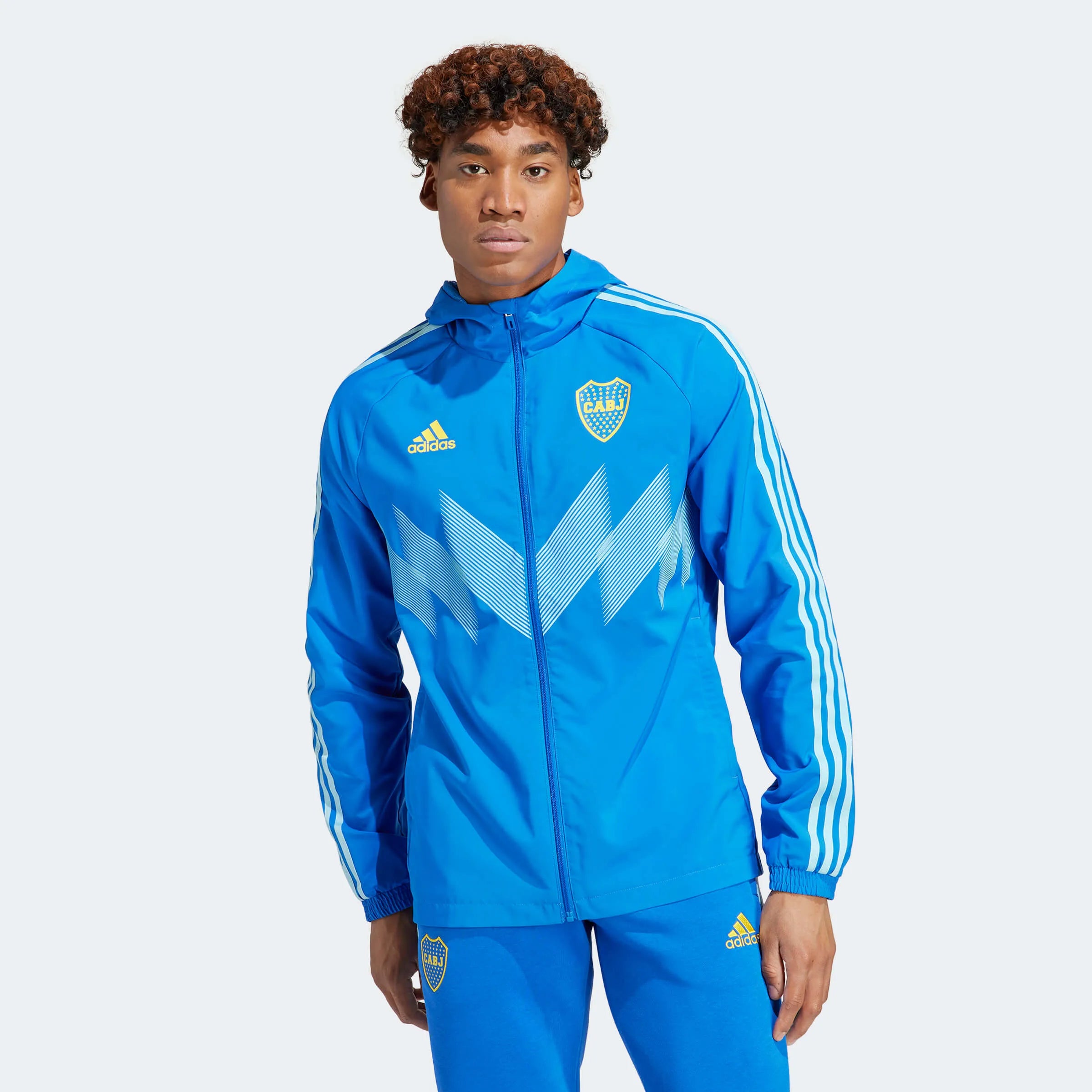 adidas 2023 Boca Juniors Graphic Windbreaker - Blue-Light Blue (Model - Front)