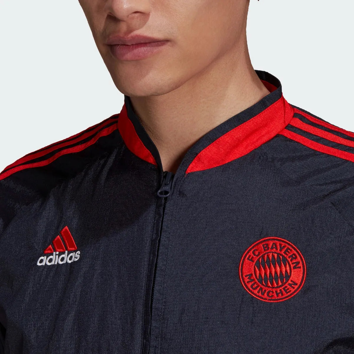 Adidas 2021-22 Bayern Munich Icon Woven Jacket - Navy-Red (Detail 1)