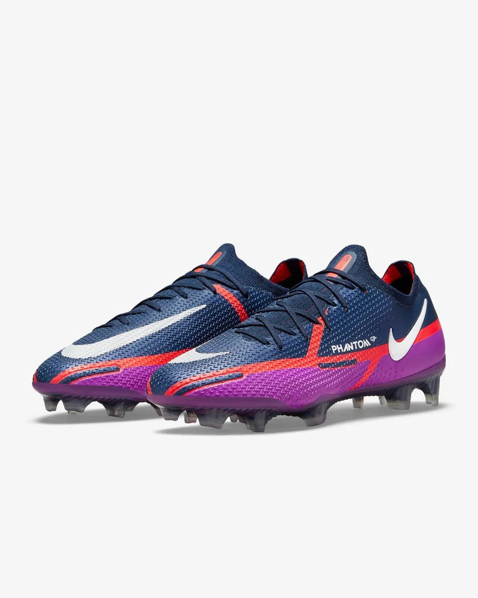 Nike Phantom GT2 Elite FG - Navy-Purple-Crimson (Pair - Diagonal)