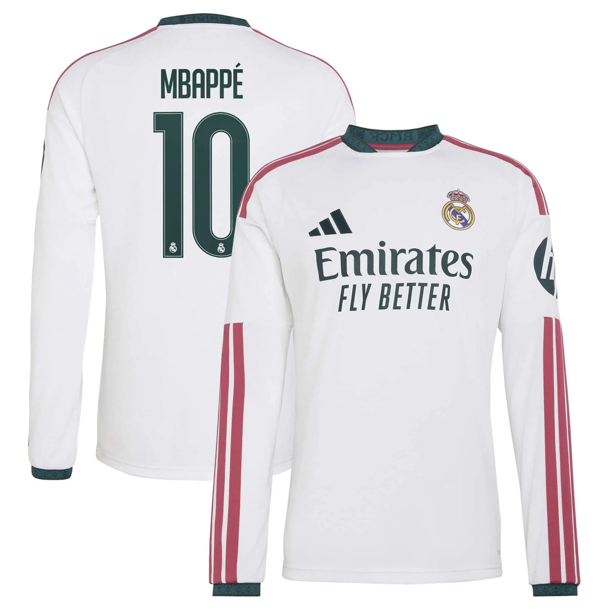 adidas 2026-27 Real Madrid Men's Stadium Home Long-Sleeve Soccer Jersey (Mbappe)