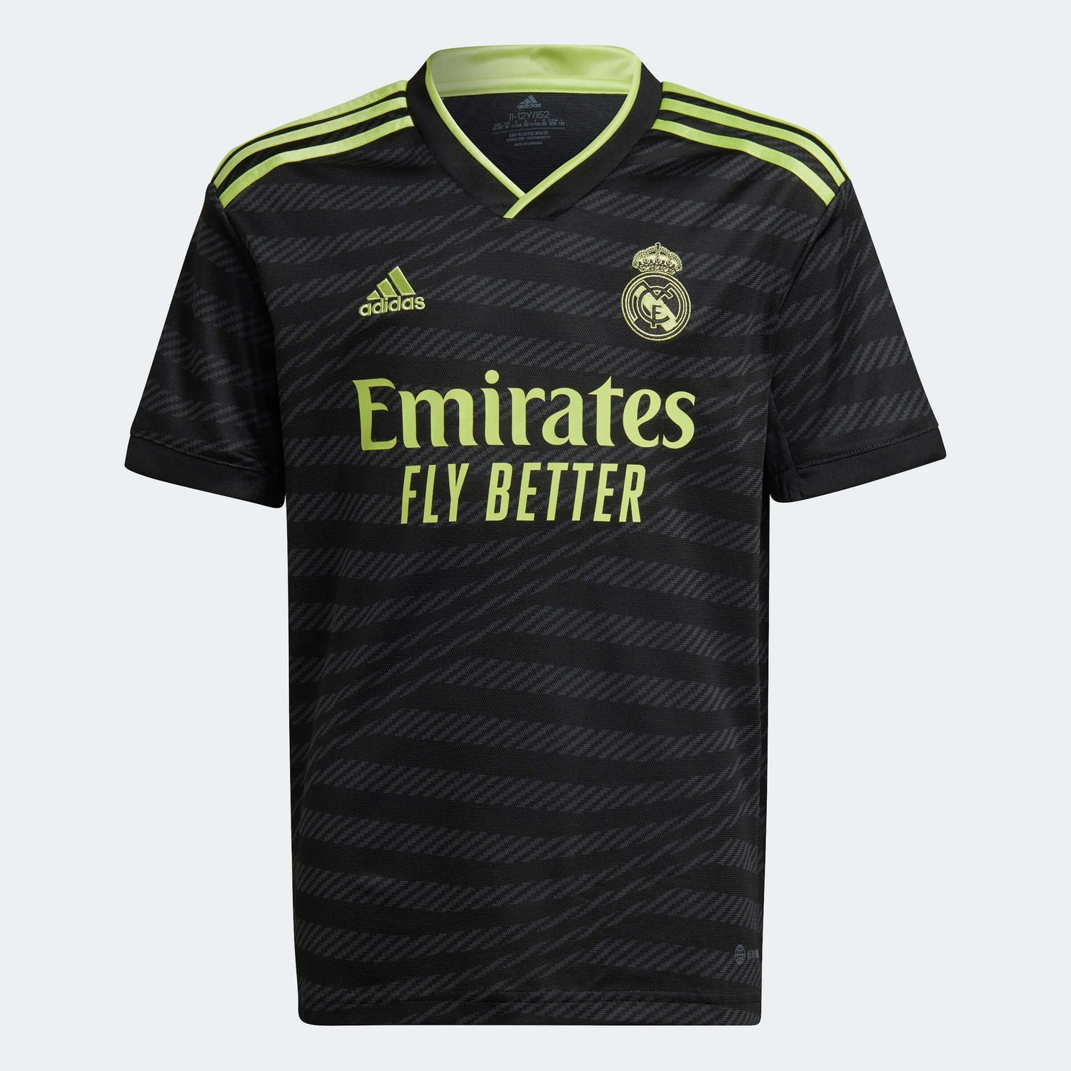 adidas 2022-23 Real Madrid Third Youth Jersey Black-Neon (Front)