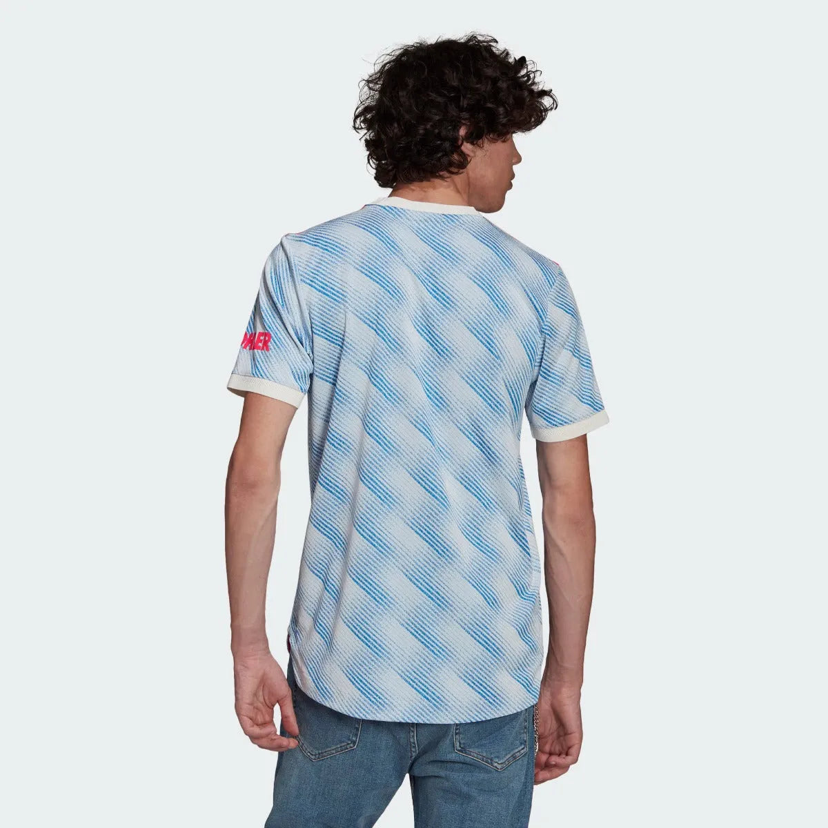 Adidas 2021-22 Manchester United Away Authentic Jersey - White-Royal (Model - Back)