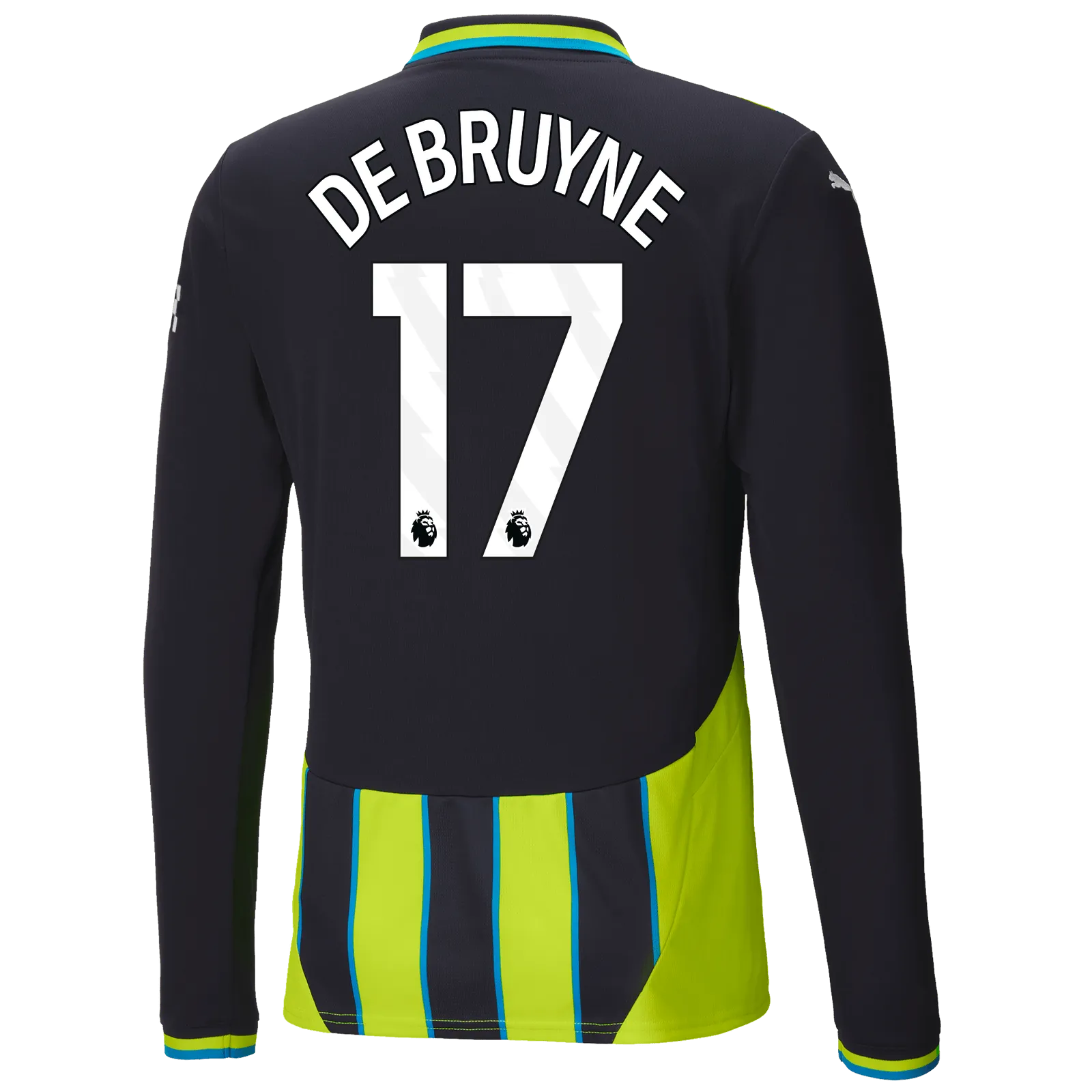 Puma 2024-25 Manchester City Men's Long-Sleeve Stadium Away Jersey (De Bruyne)