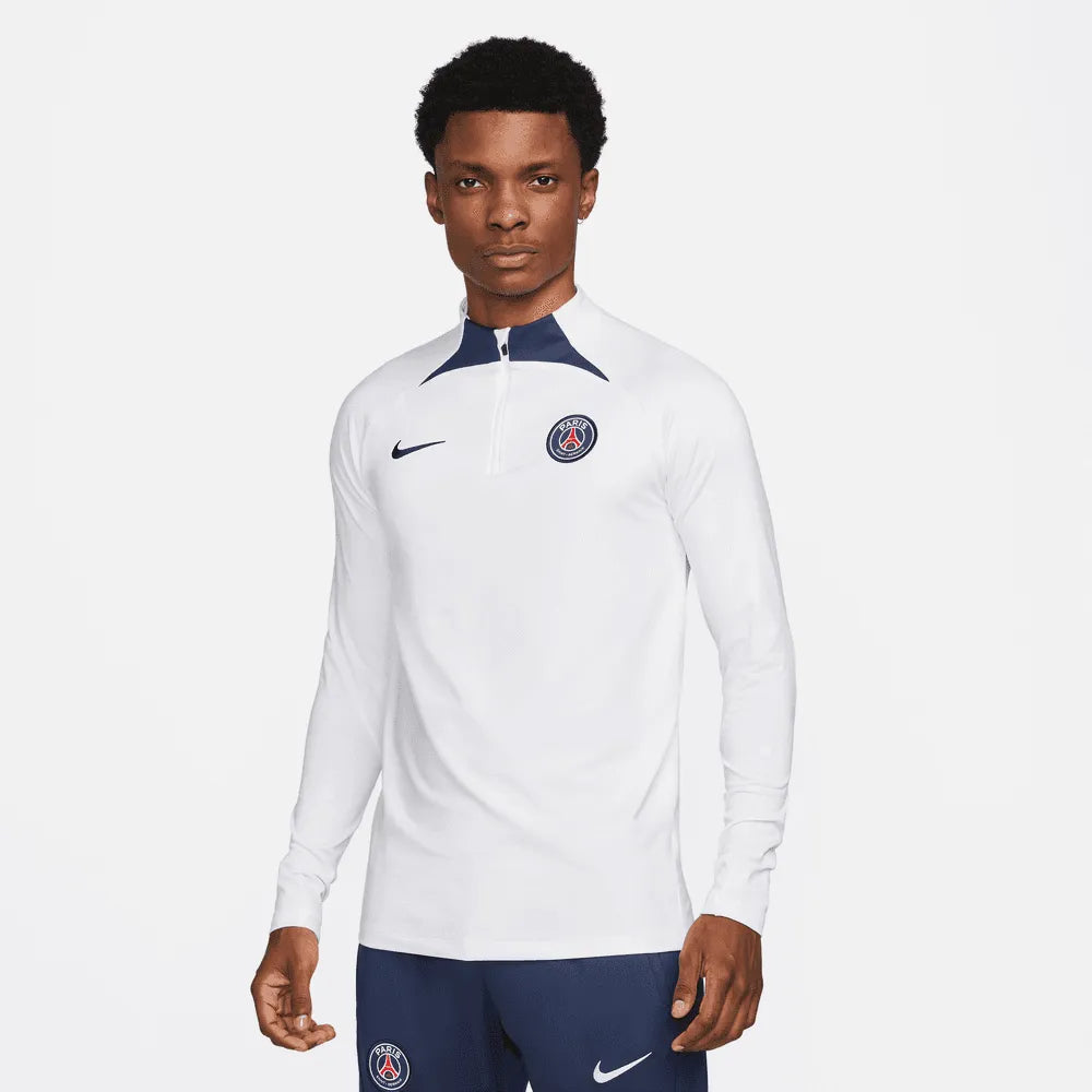 Nike 2022-23 PSG DF Strike Drill Top - White-Midnight Navy (Model - Front)