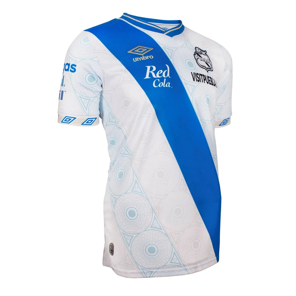 Umbro 2021-22 Puebla Home Jersey - White-Blue (Diagonal 2)