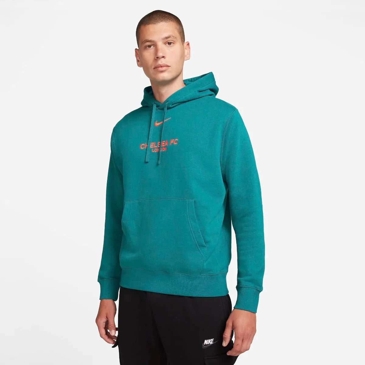 Nike 2021-22 Chelsea Club Pullover Hoodie - Blustery-Hyper Crimson (Model - Front)