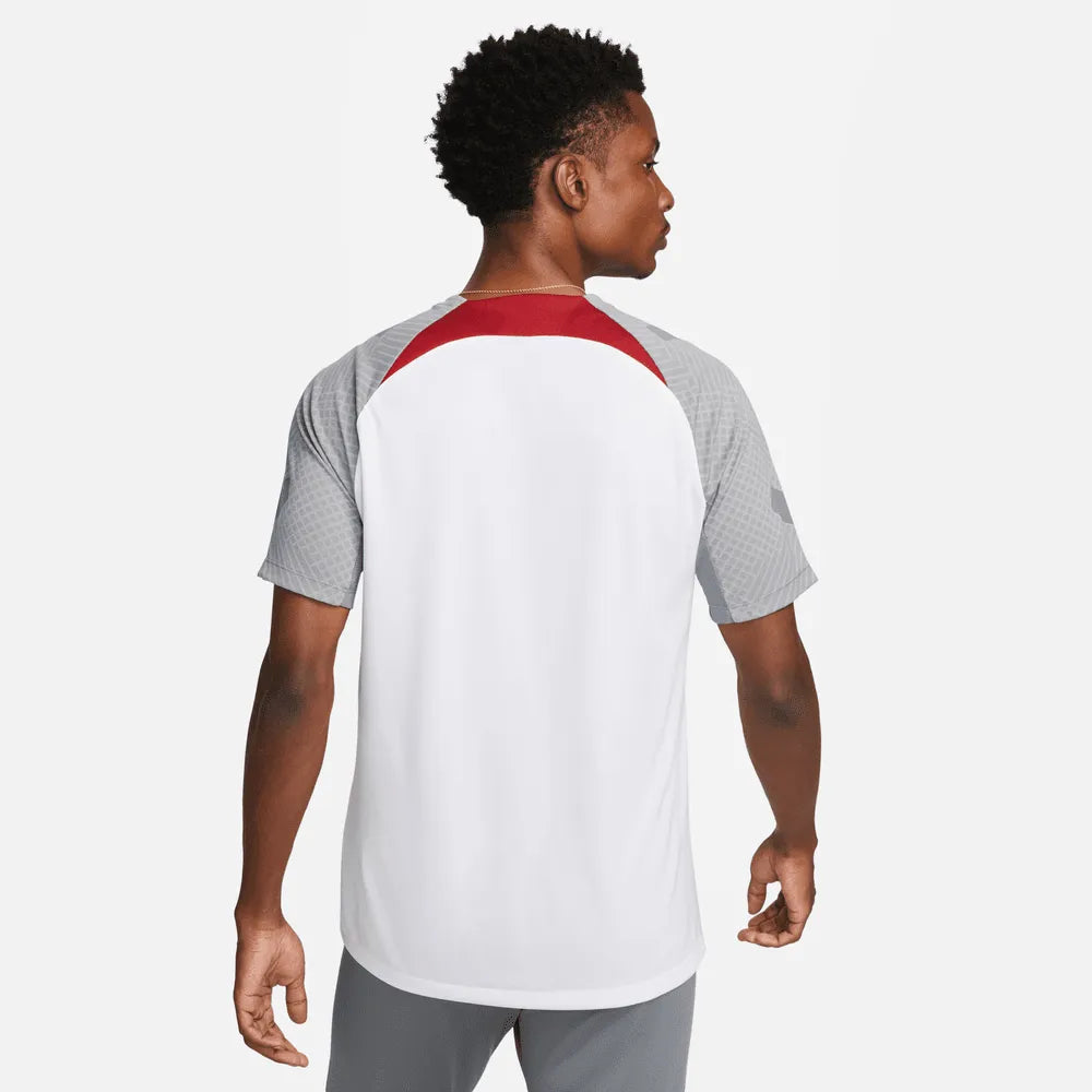 Nike 2022-23 Liverpool FC Strike Training Jersey - White-Grey-Tough Red (Model - Back)