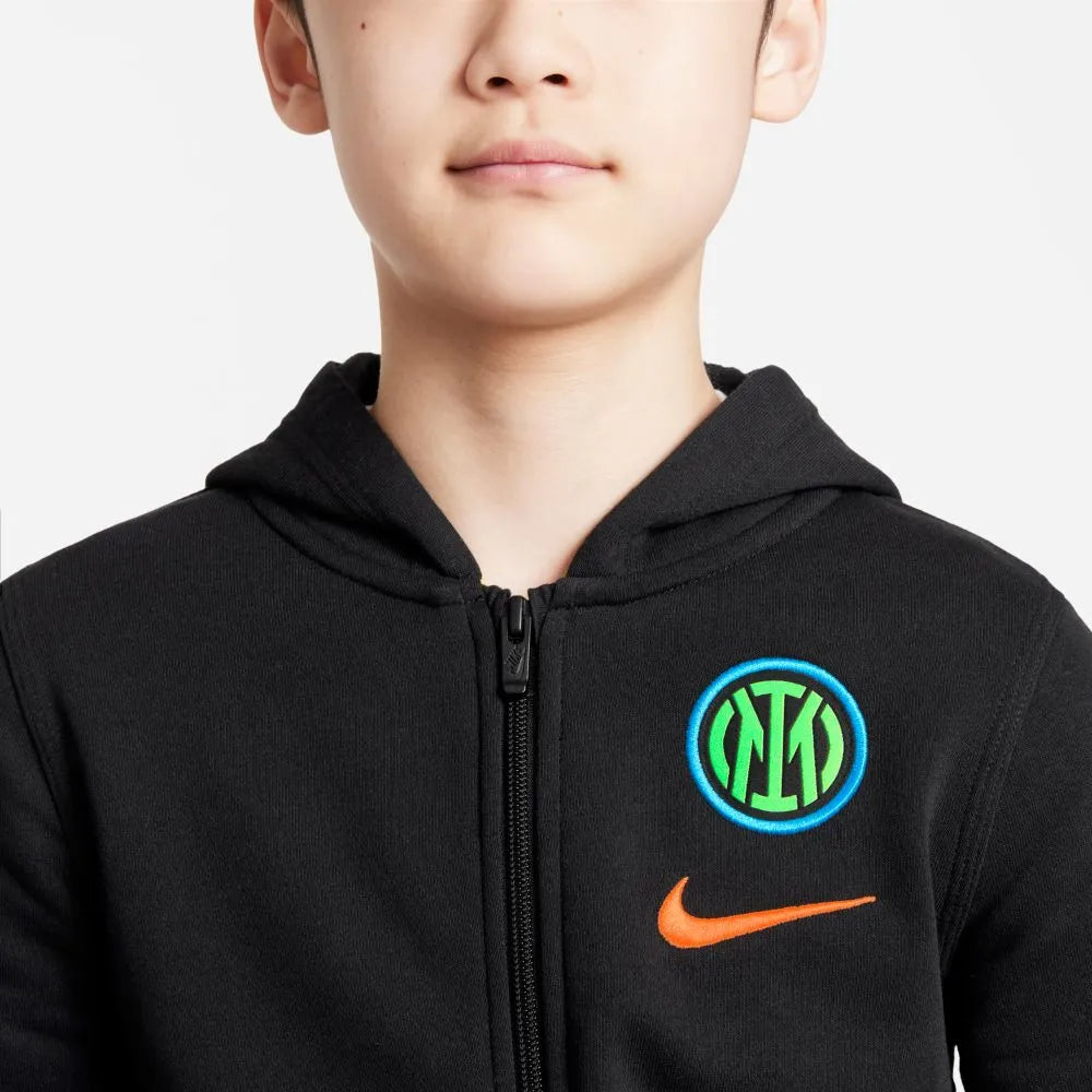 Nike 2021-22 Inter Milan Youth NSW Full-Zip Club Hoodie - Black (Detail 2)