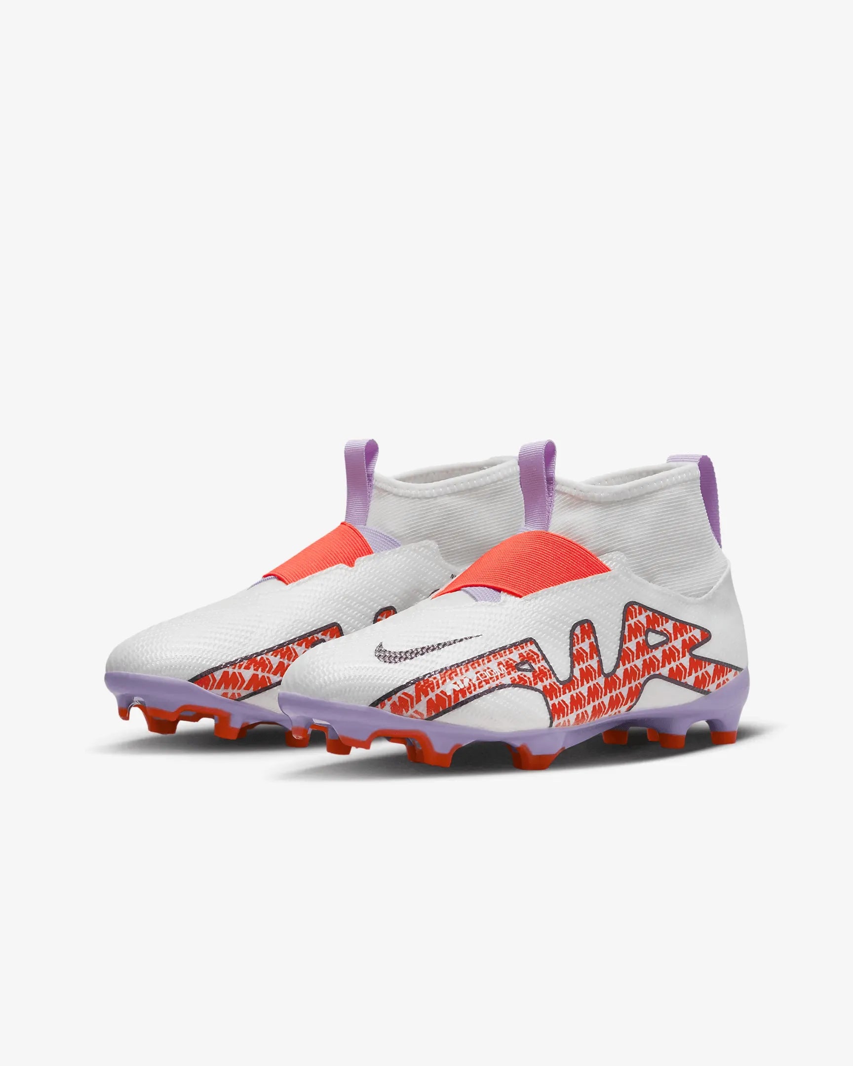 Nike JR Zoom Superfly 9 Pro FG - White-Red-Purple (Pair - Diagonal)
