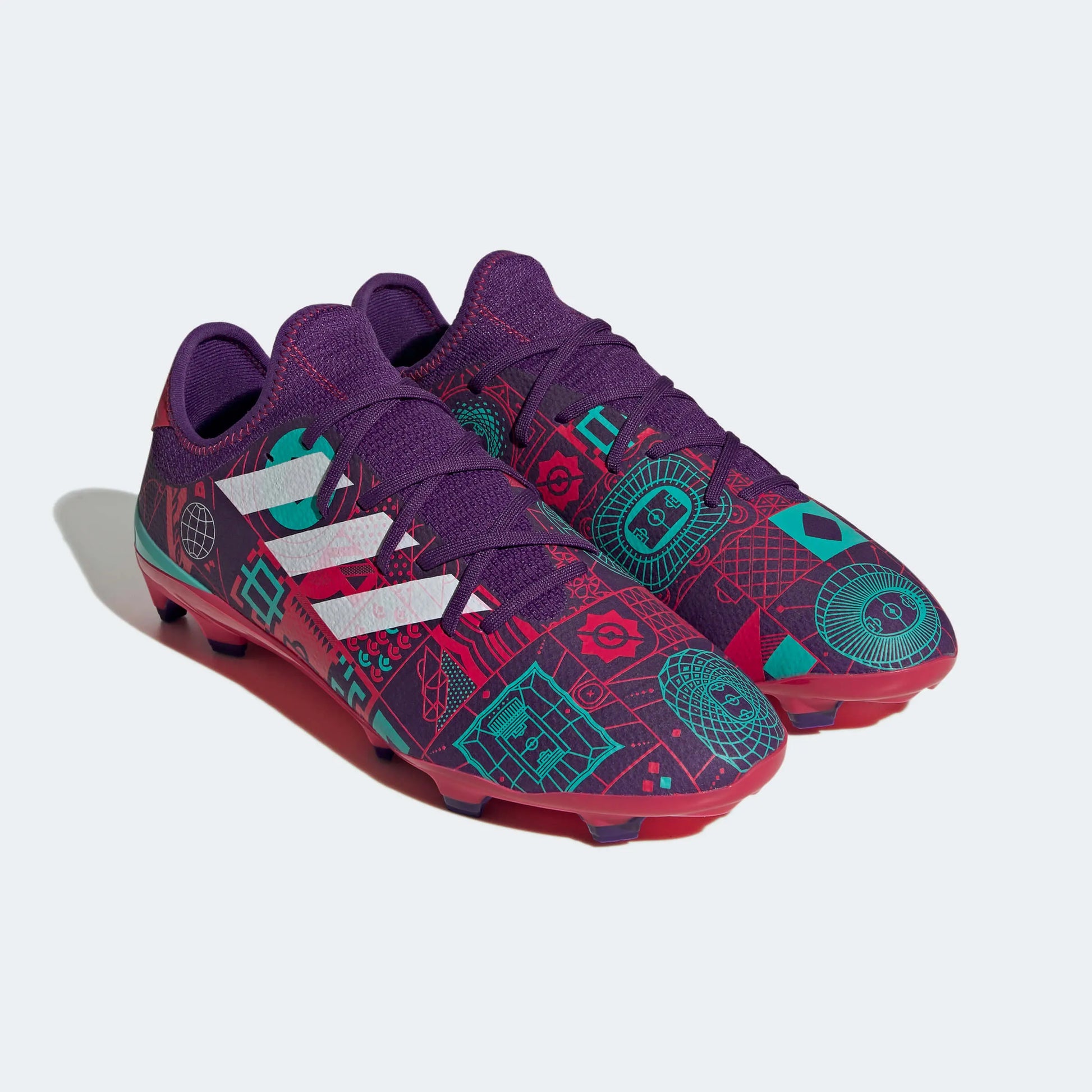 adidas Gamemode Knit FG - Purple-Ruby Red (Pair - Diagonal Front)