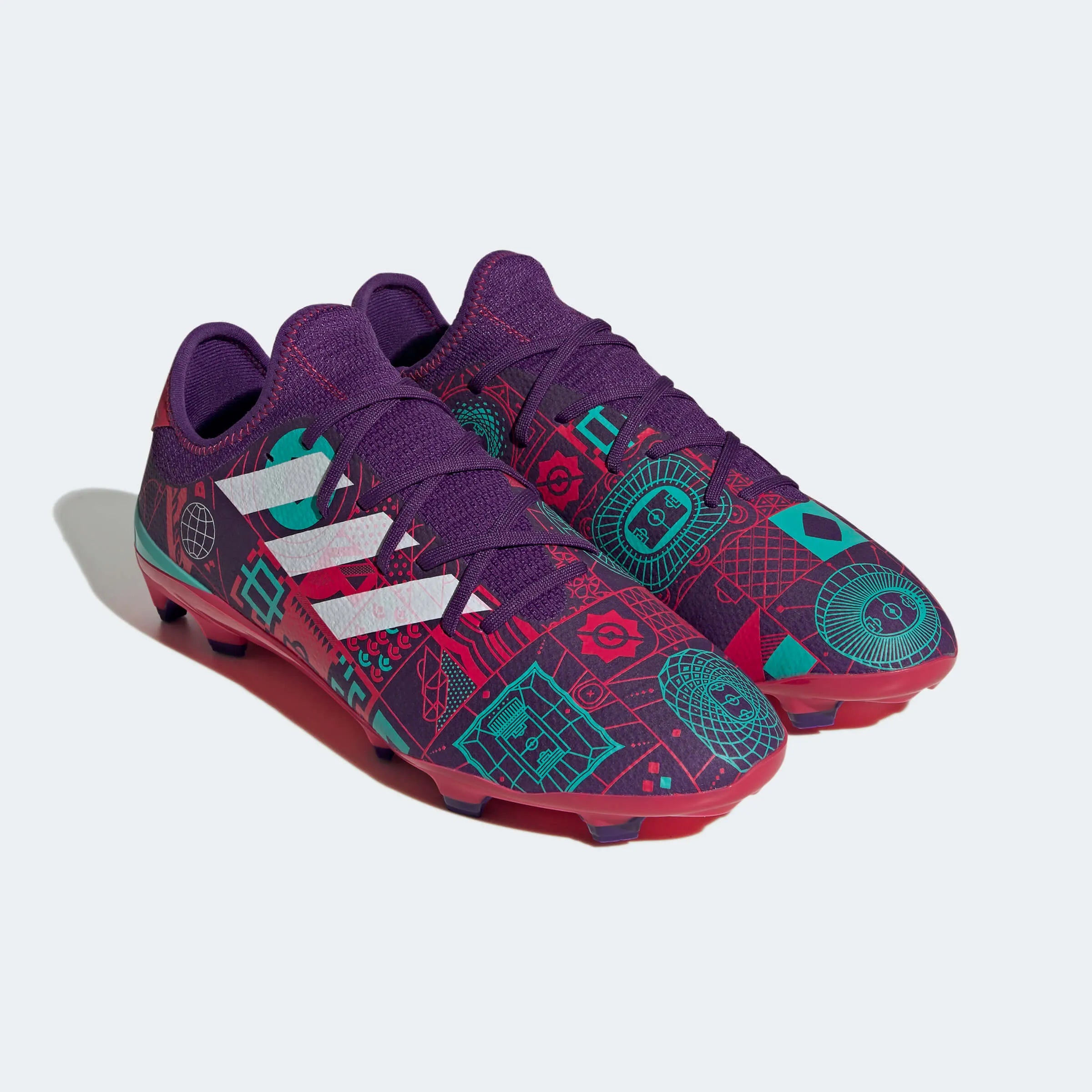 adidas Gamemode Knit FG - Purple-Ruby Red (Pair - Diagonal Front)