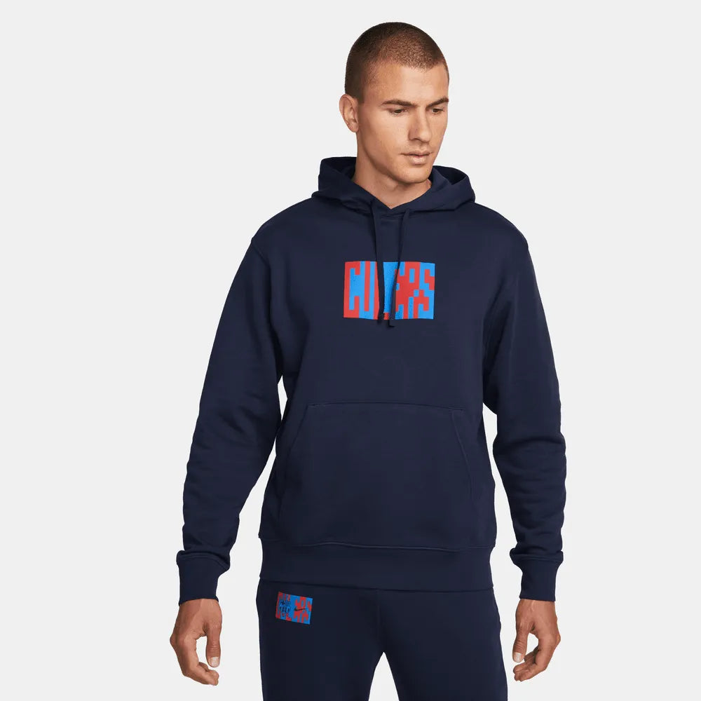 Nike 2022-23 Barcelona French Terry Hoodie (Model - Front)