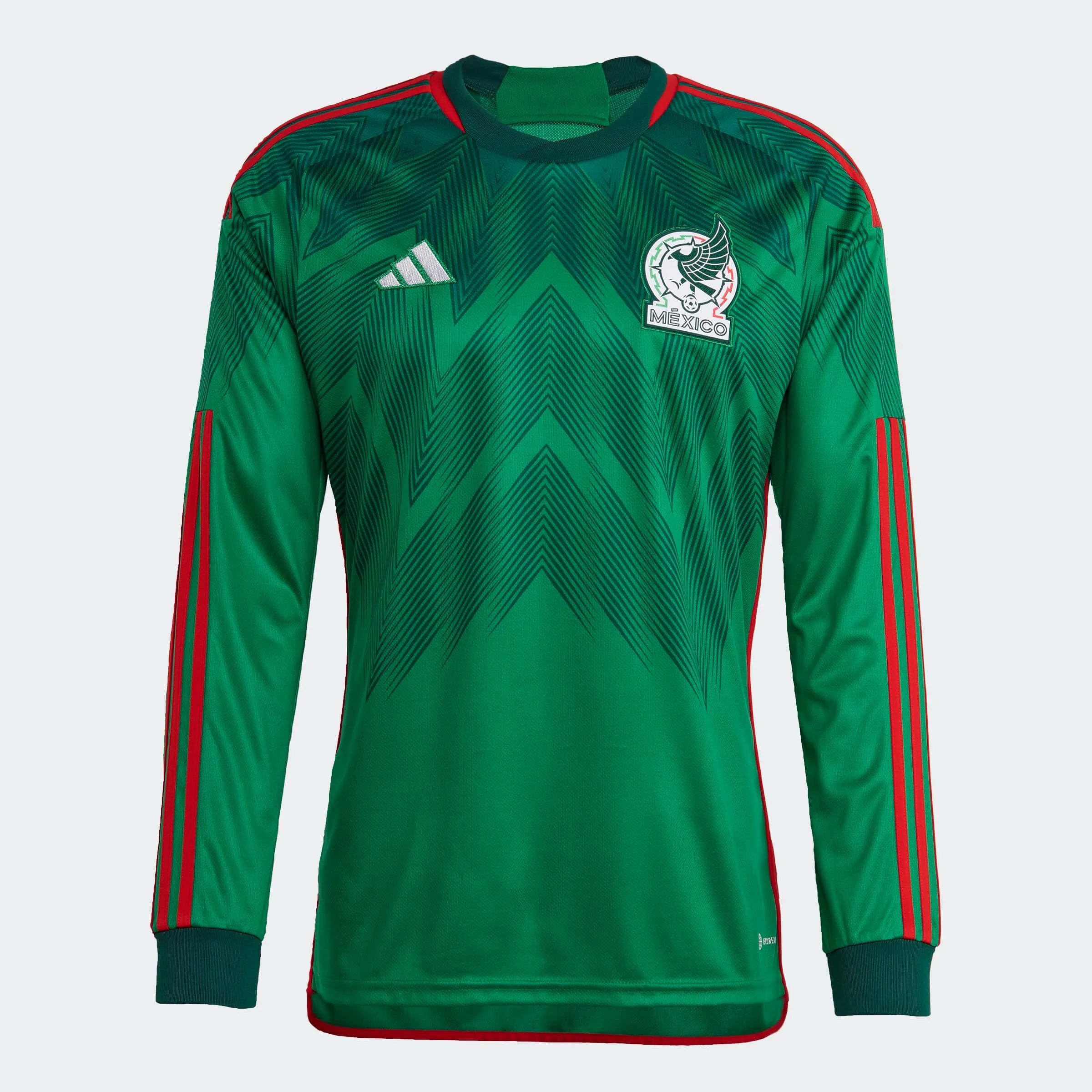 adidas 2022-23 Mexico Home Long-Sleeve Jersey - Green-Red (Front)