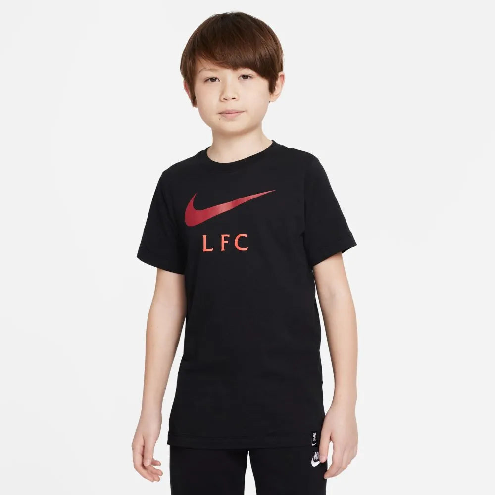 Nike 2021-22 Liverpool Youth Swoosh Club Tee - Black-Red (Model - Front)