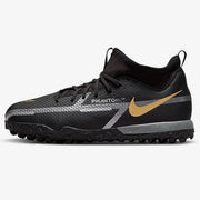 Nike JR Phantom GT2 Academy DF Turf - Black-Dark Grey-Gold (Side 1)