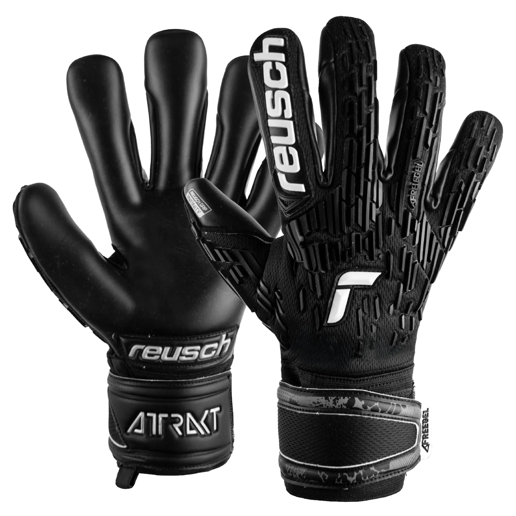 Reusch Attrakt Freegel Infinity Finger Support Goalkepper Gloves Black (Pair)
