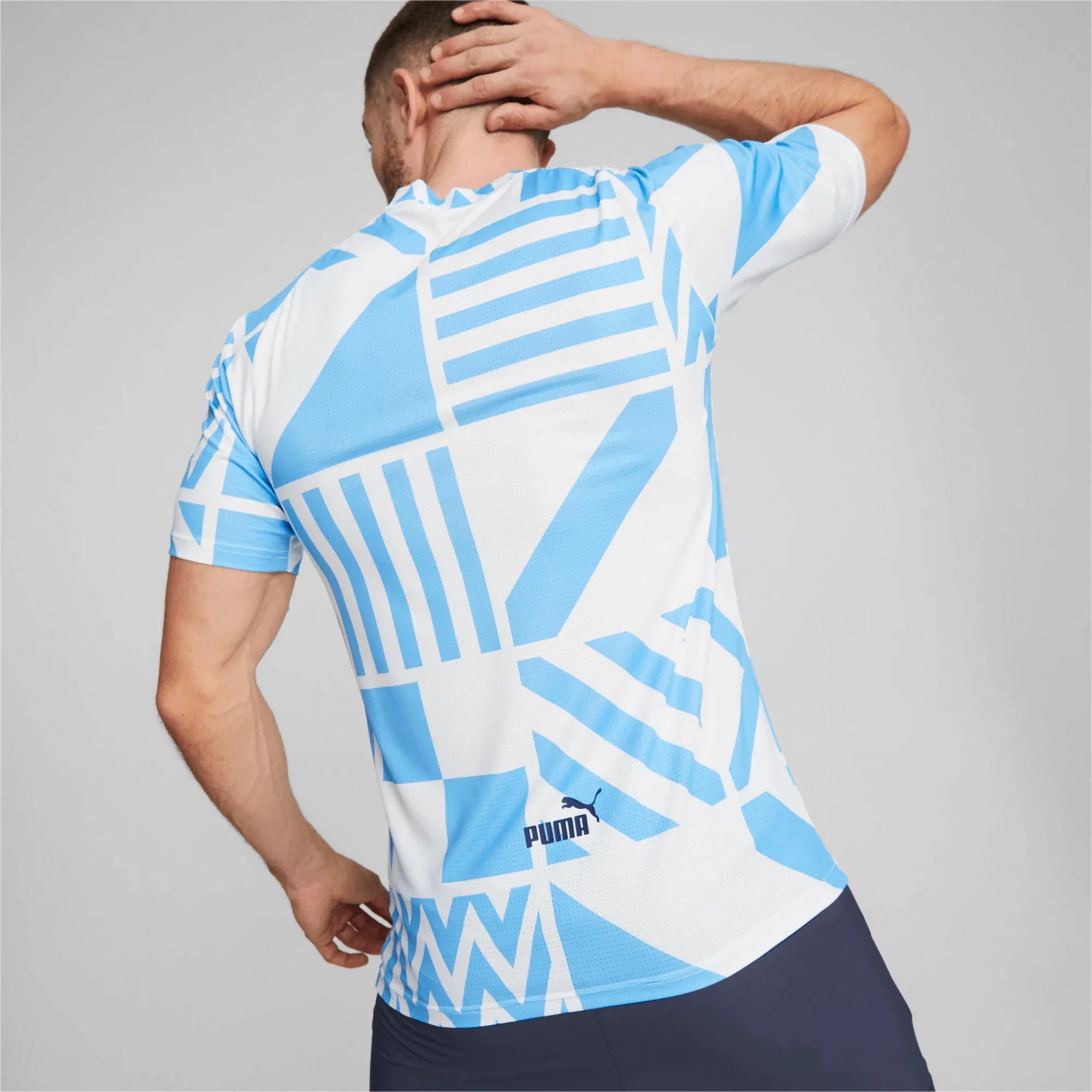  Puma 2022-23 Manchester City Pre-Match Jersey - White-Light Blue (Model - Back)