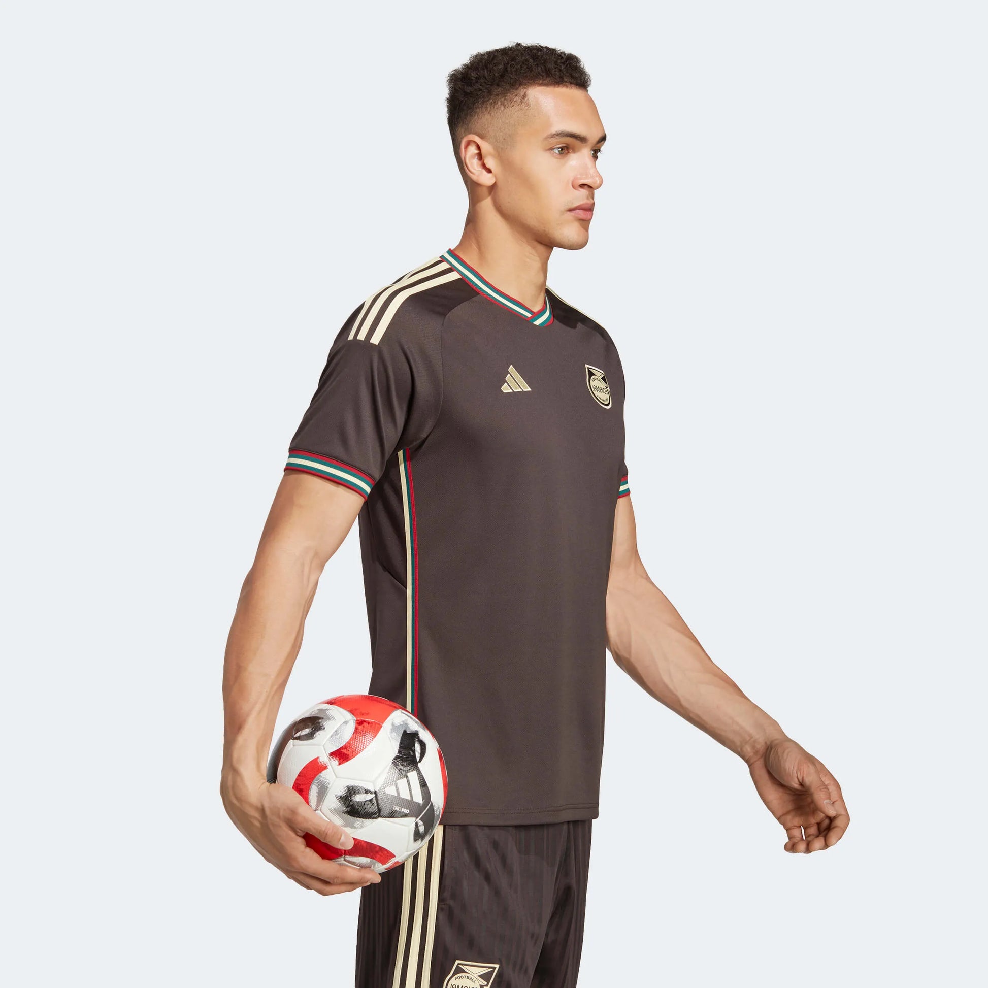adidas 2023 Jamaica Away Jersey - Night Brown (Model - Side)