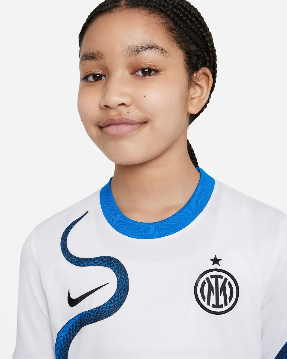 Nike 2021-22 Inter Milan Youth Away Jersey - White-Blue (Detail 1)