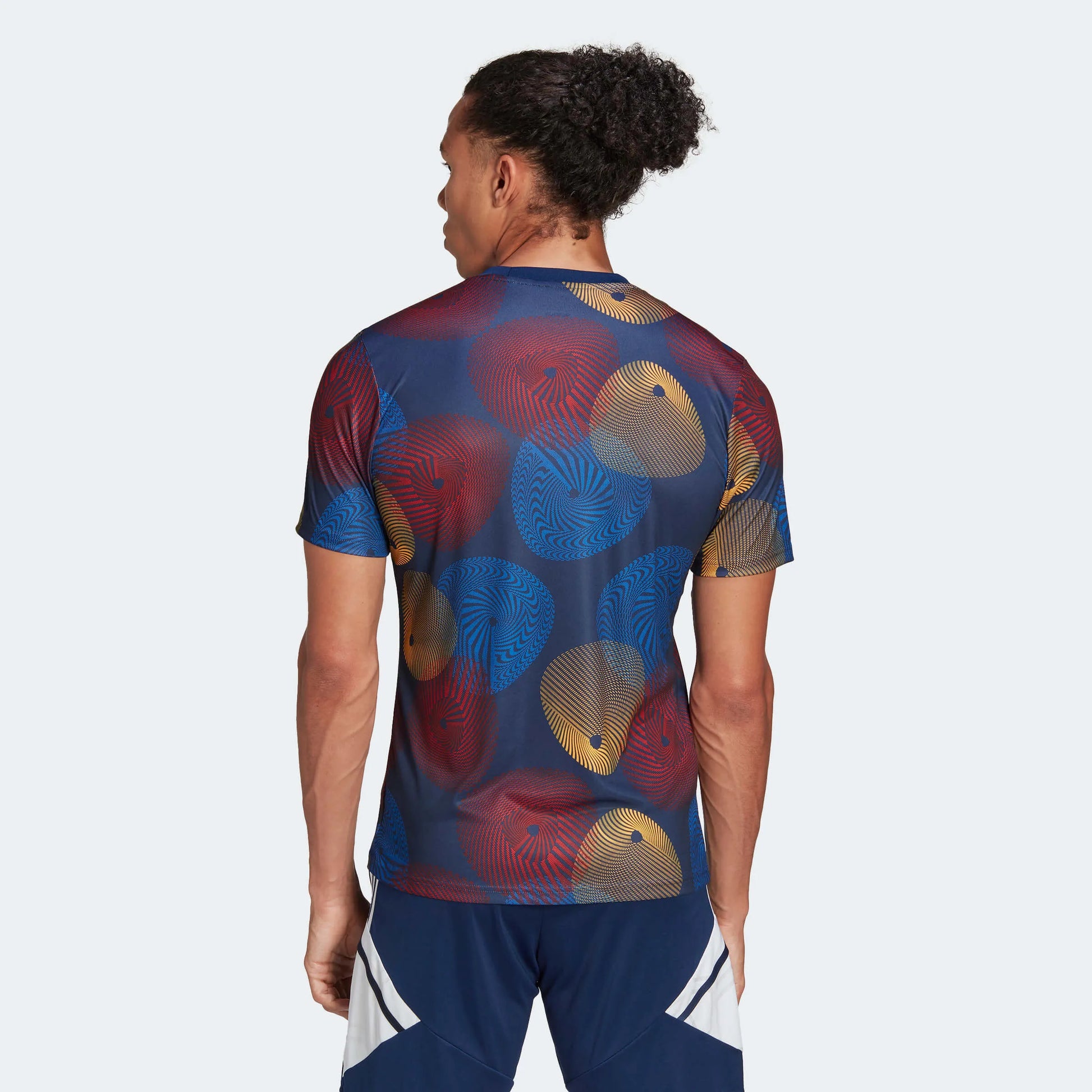 adidas 2022-23 Spain Pre-Match Jersey - Navy-Red-Gold (Model - Back)