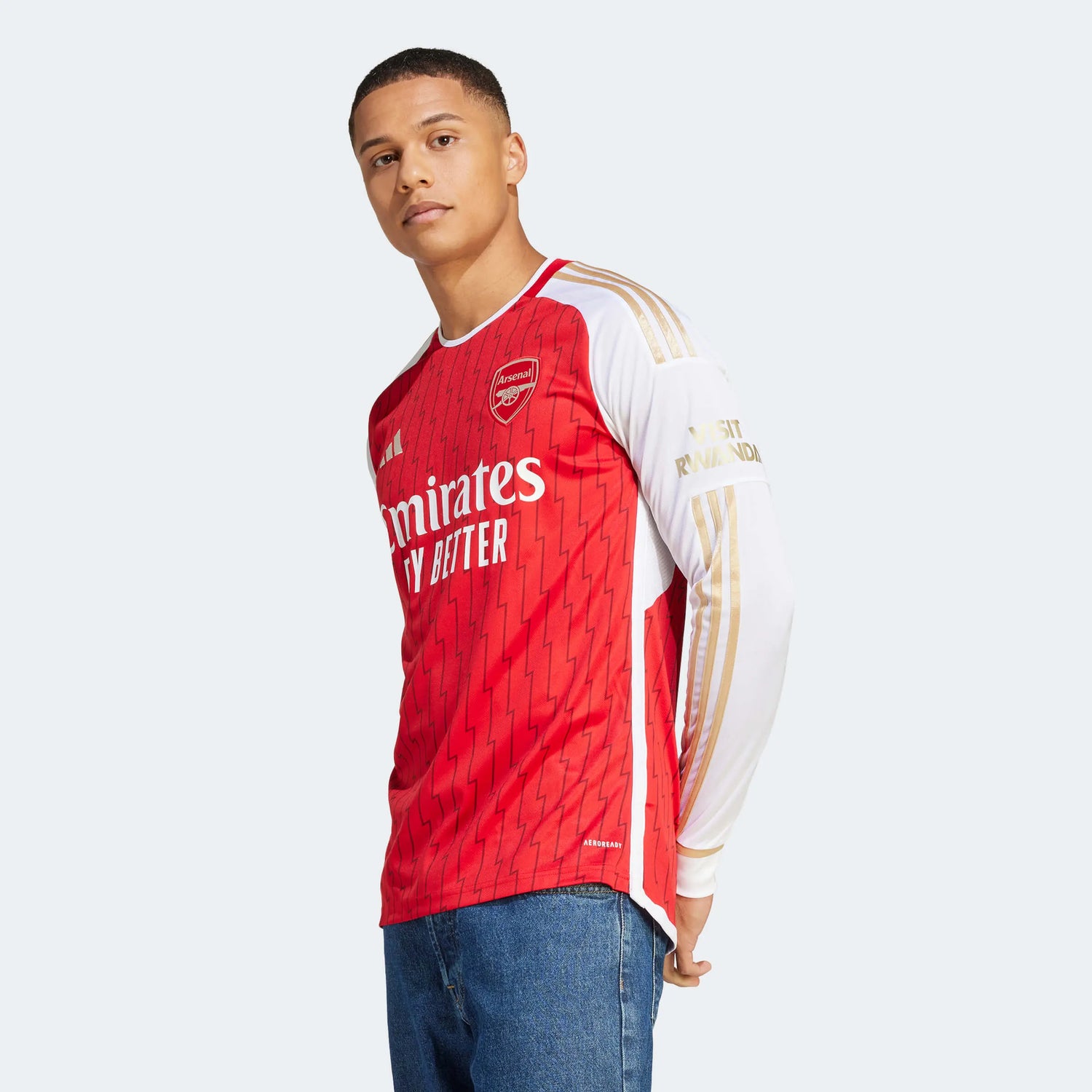 adidas 2023-24 Arsenal Men's Stadium Home Long-Sleeve Soccer