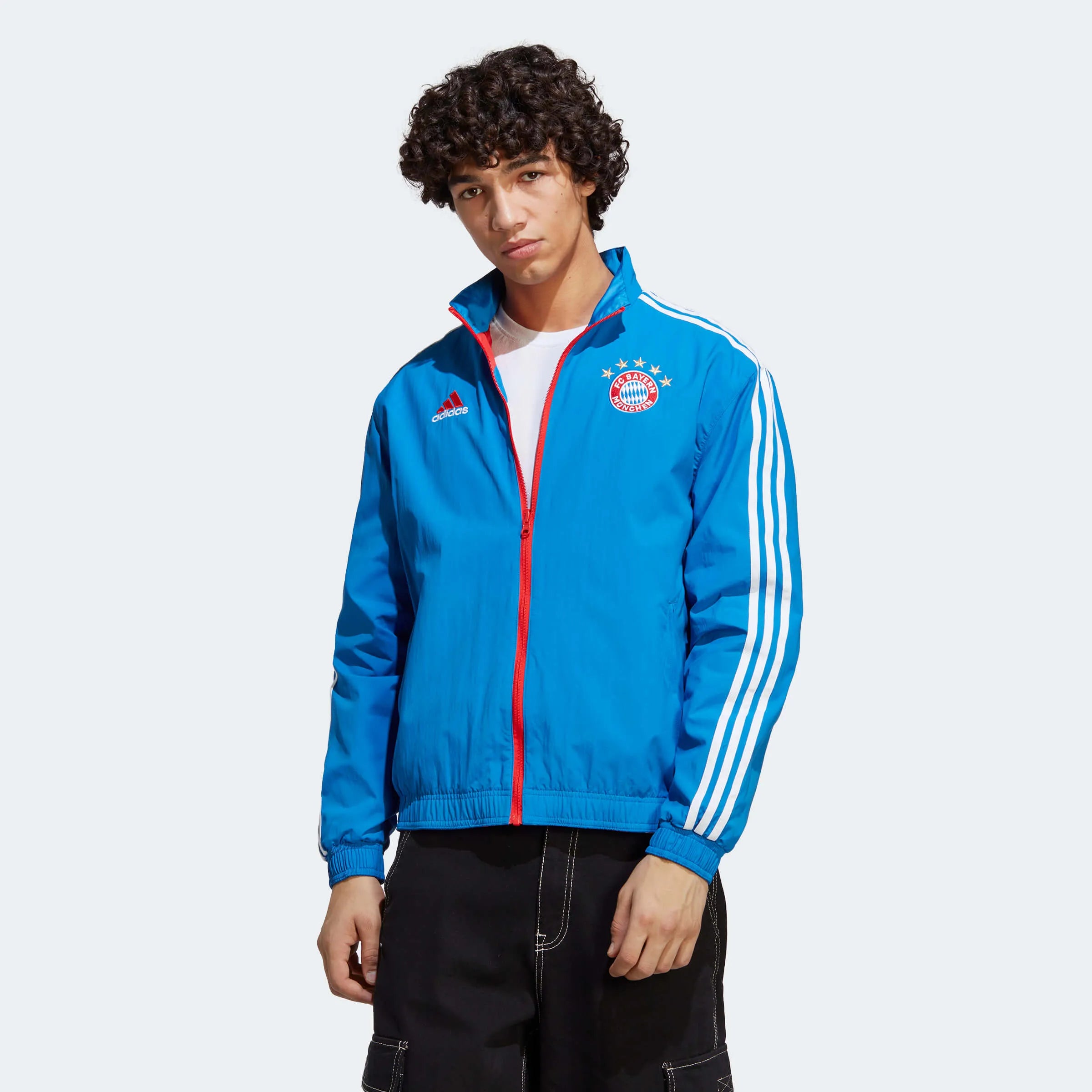 adidas 2023 FC Bayern Munich Reversible Anthem Jacket - Bright Royal-Red (Model - Front)