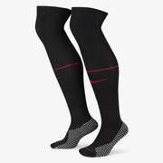 Nike 2022-23 Netherlands Strike Away Knee-High Socks - Black-Habanero Red (Pair - Lateral)