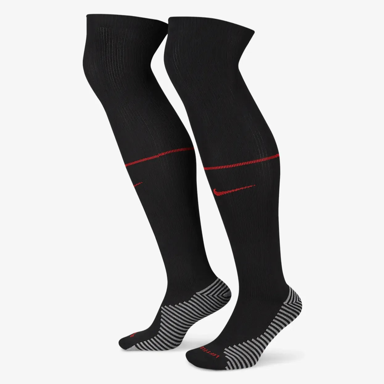 Nike 2022-23 Netherlands Strike Away Knee-High Socks - Black-Habanero Red (Pair - Lateral)