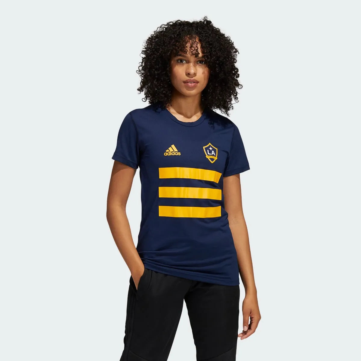 Adidas 2021 LA Galaxy Women Creator SS Tee - Navy (Model - Front)