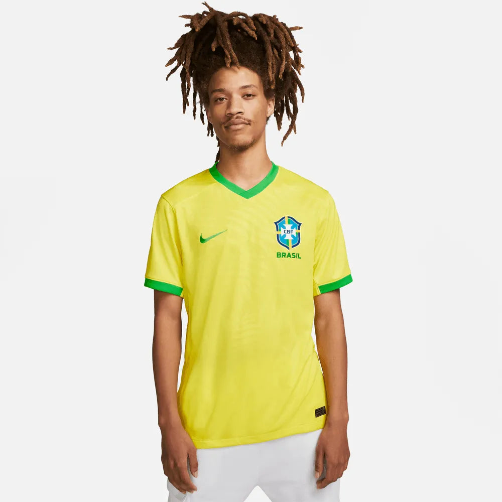 Nike 2023-24 Brazil Women's (Men's Cut) Stadium Home Jersey (Model - Front)