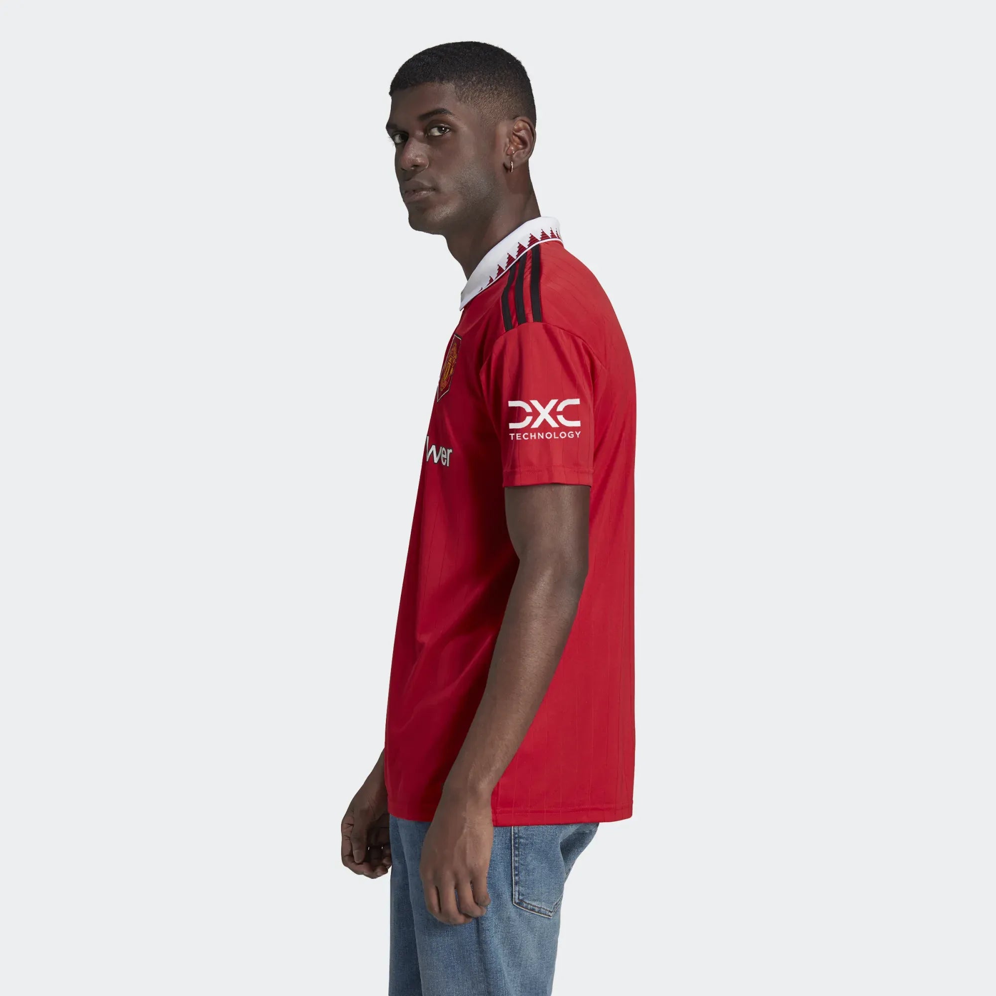 adidas 2022-23 Manchester United Home Jersey - Red-White (Model - Side)