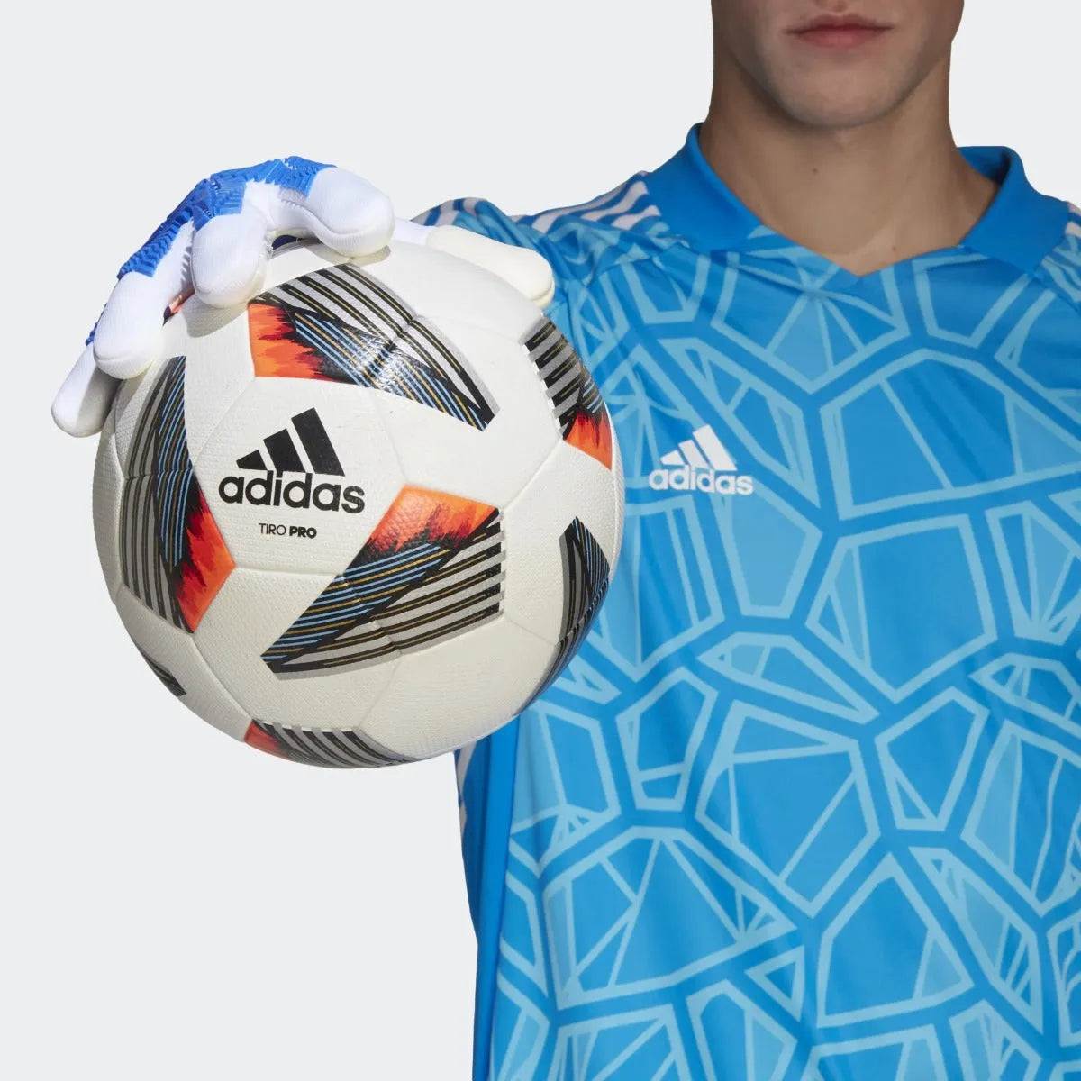 adidas Predator GL Pro Goalkeeper Gloves - White-Hi Res Blue (Model 1)