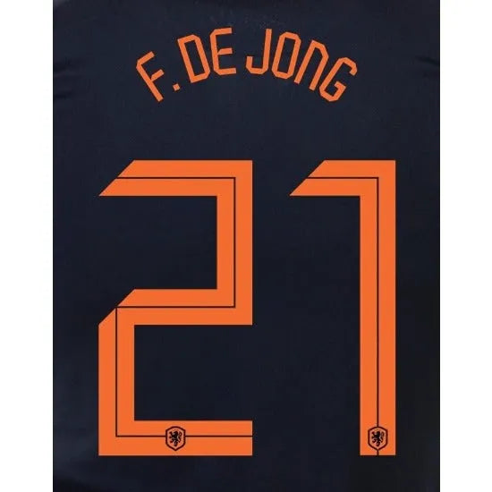Holland 2020/21 Away F. De Jong #21 Jersey Name Set
