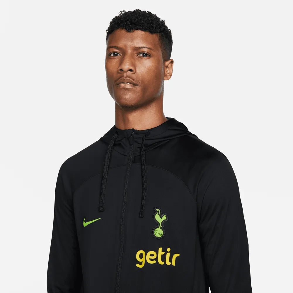 Nike 2022-23 Tottenham Strike Hooded Track Jacket - Black-Volt (Detail 1)