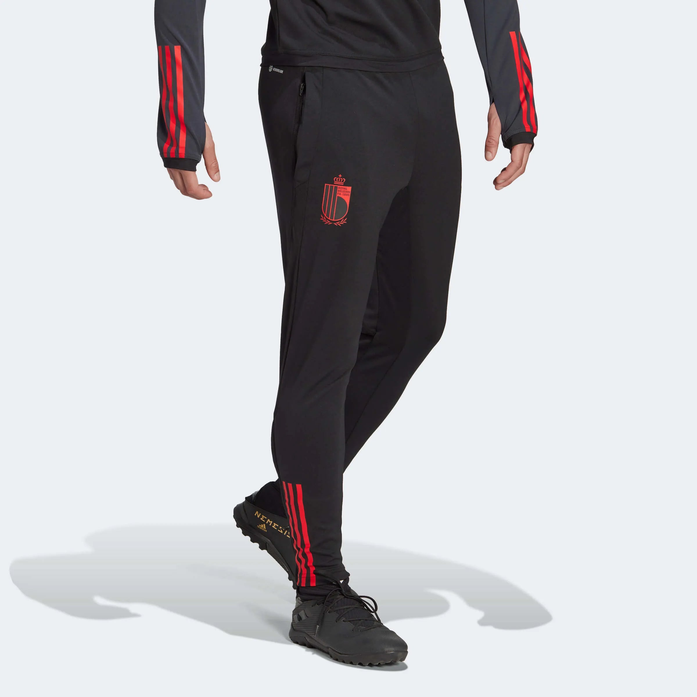 adidas 2022-23 Belgium Training Pants - Black (Model - Front)