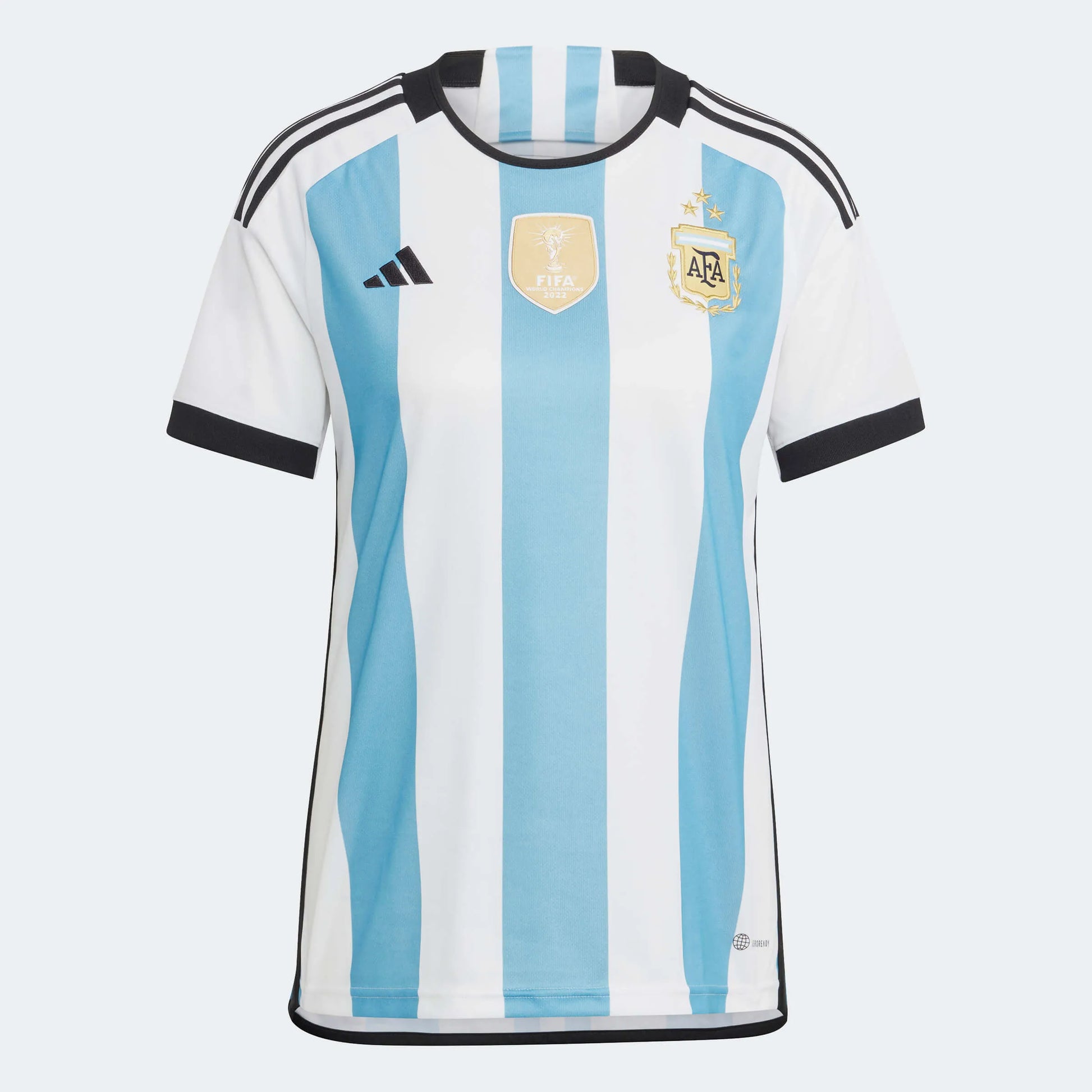 adidas 2022-23 Argentina Womens Home Jersey World Cup 3 Star - White - Light Blue (Front)