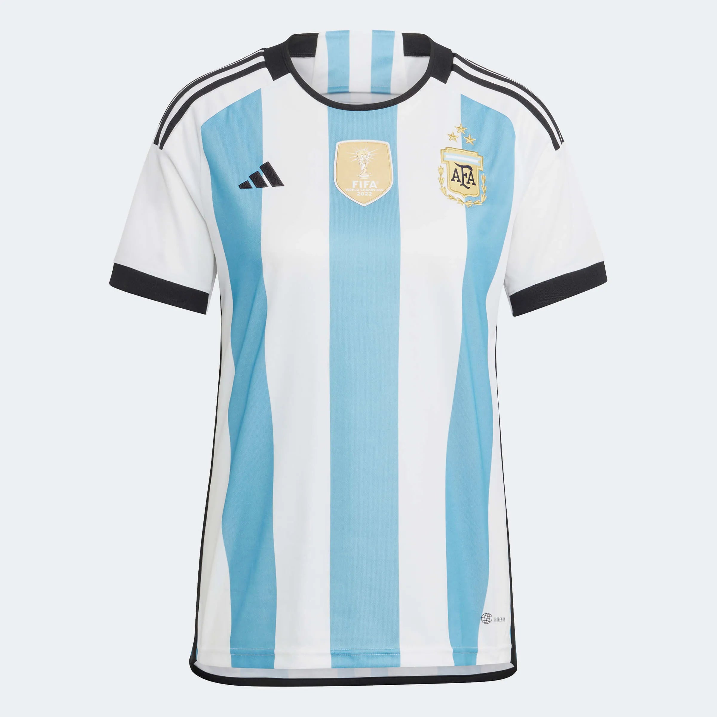 adidas 2022-23 Argentina Womens Home Jersey World Cup 3 Star - White - Light Blue (Front)