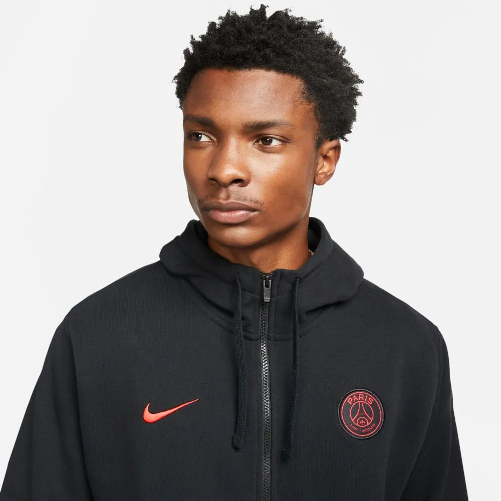 Nike 2021-22 PSG NSW Full Zip Club Hoodie - Black (Detail 1)