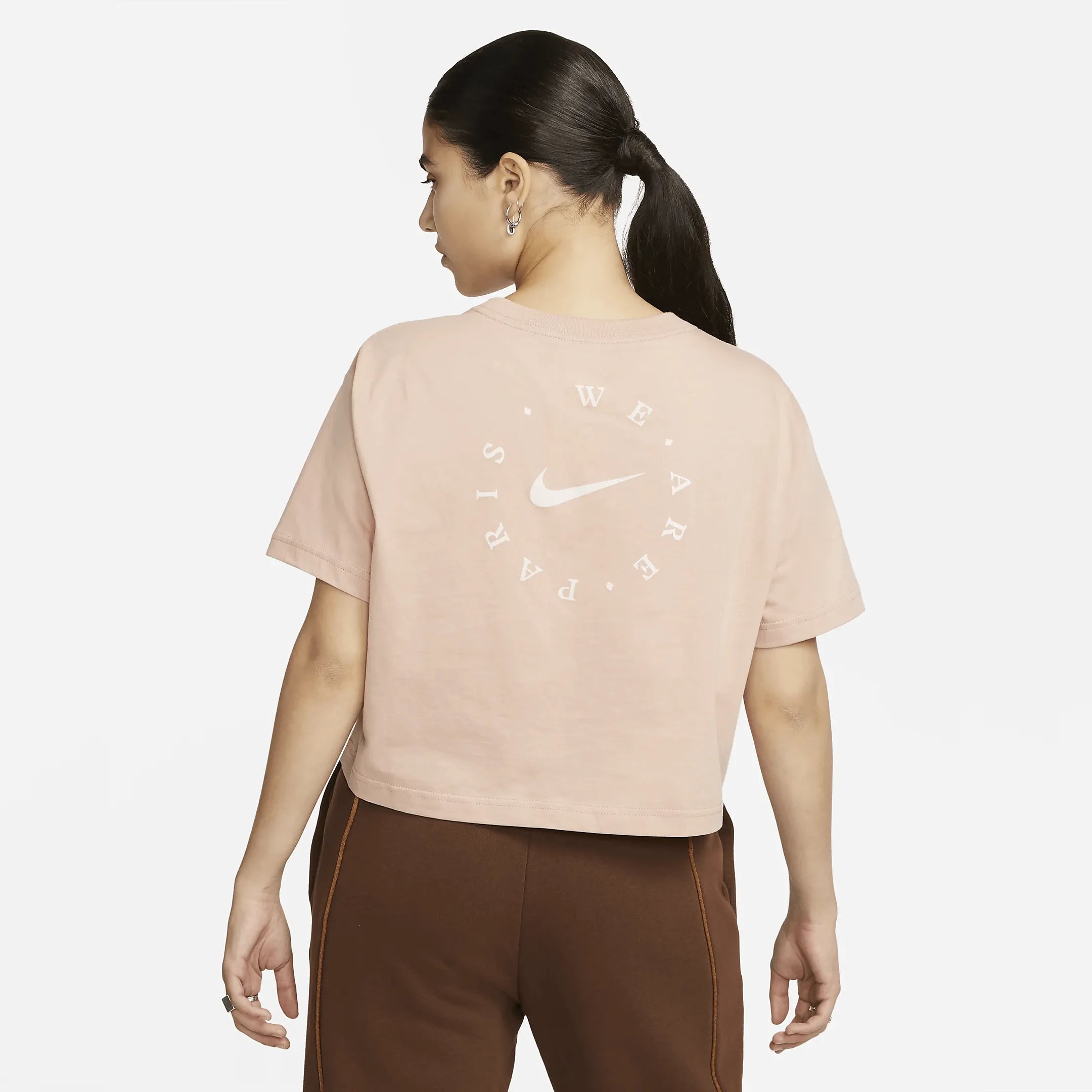 Nike 2022-23 PSG Women's Cropped Tee - Rose Whisper (Model - Back)