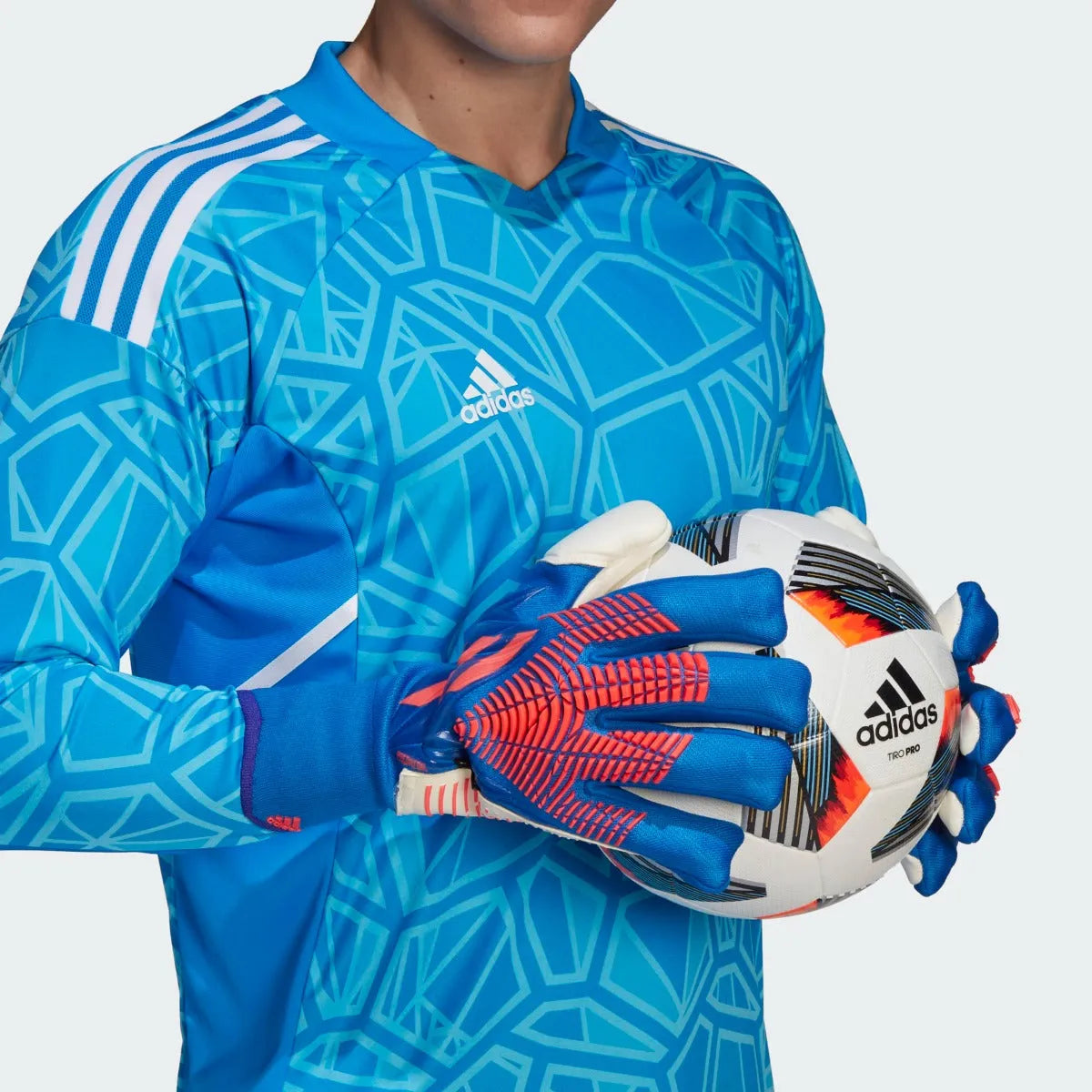 adidas Predator GL Pro Fingersave Goalkeeper Glove - Hi Res Blue-Turbo (Model 2)
